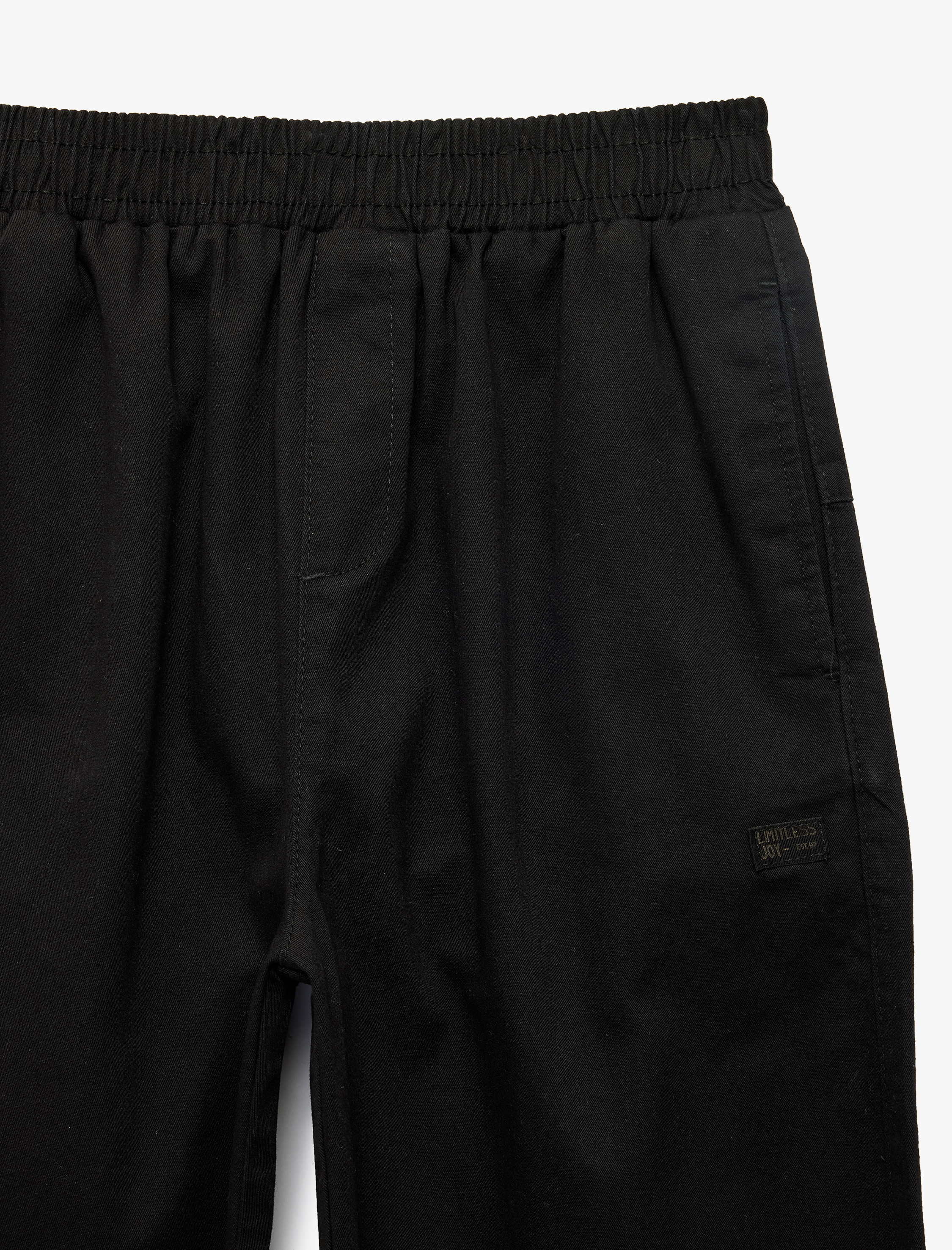  Erkek Çocuk Pamuklu Rahat Kalıp Beli Lastikli Cepli Gabardin Pantolon