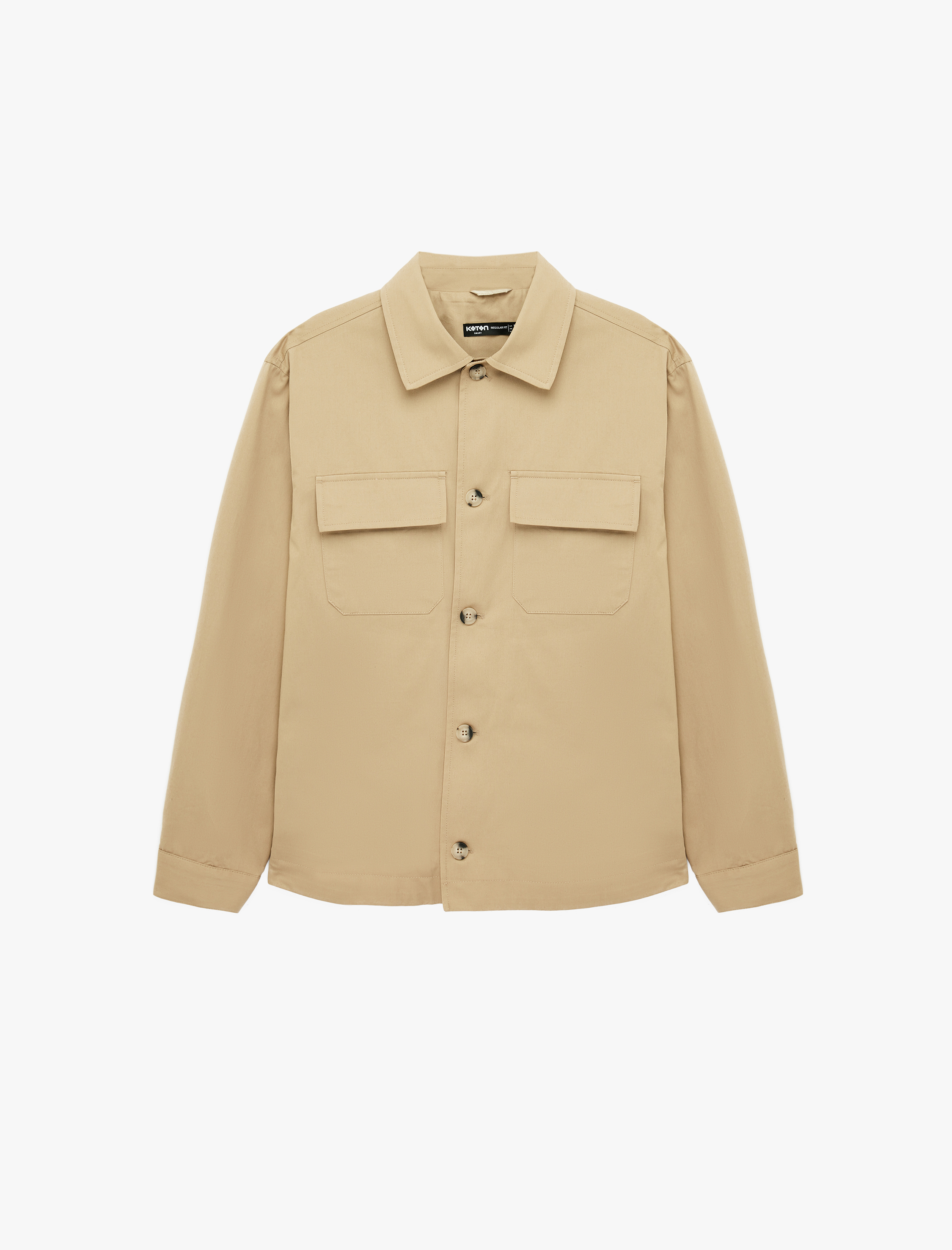   Regular Fit Gömlek Yaka Cepli Uzun Kollu Düğmeli Ceket