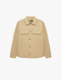 Regular Fit Gömlek Yaka Cepli Uzun Kollu Düğmeli Ceket