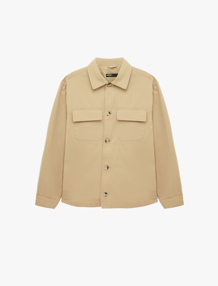  Regular Fit Gömlek Yaka Cepli Uzun Kollu Düğmeli Ceket