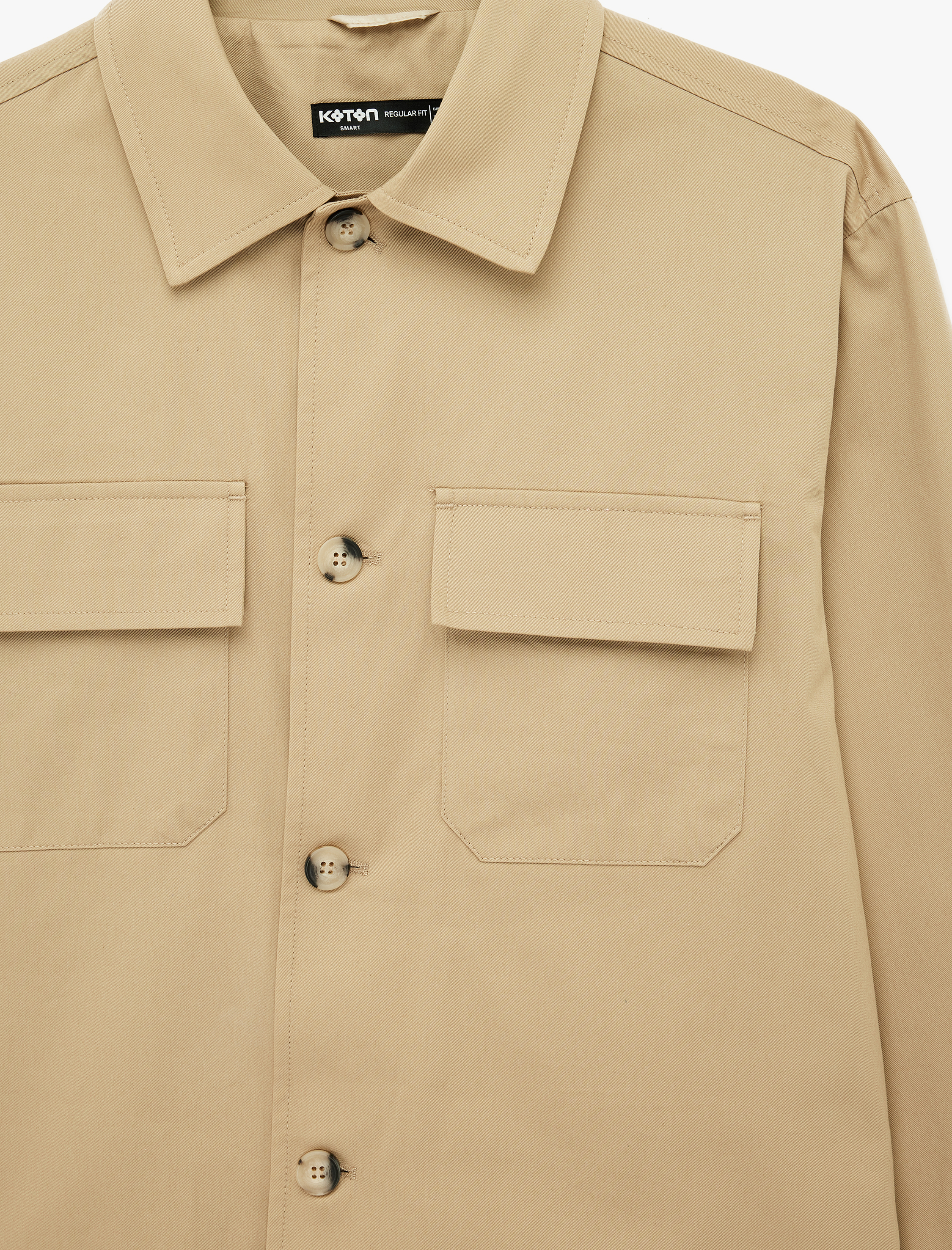   Regular Fit Gömlek Yaka Cepli Uzun Kollu Düğmeli Ceket