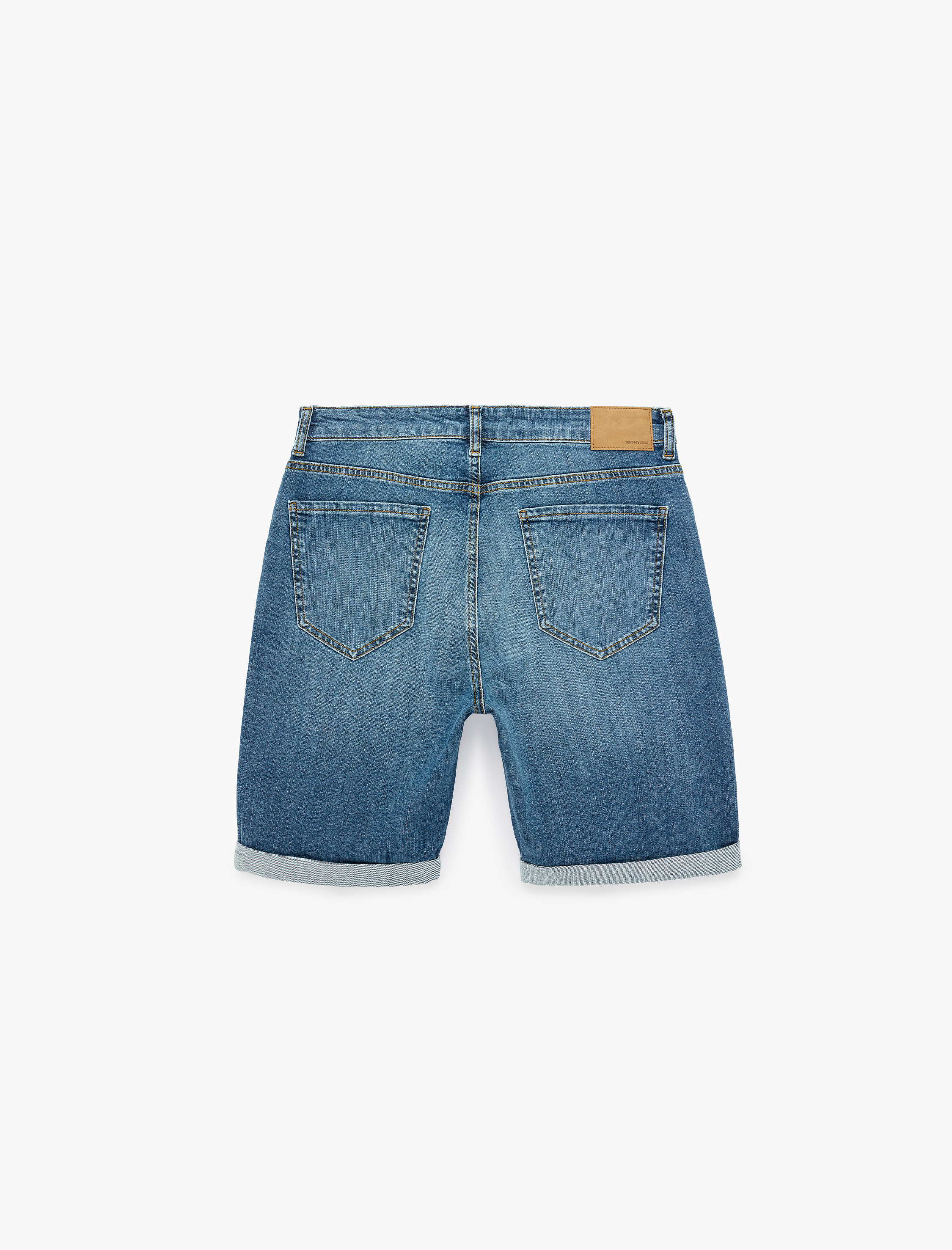   Normal Bel Pamuklu Bermuda Slim Fit Jean Şort