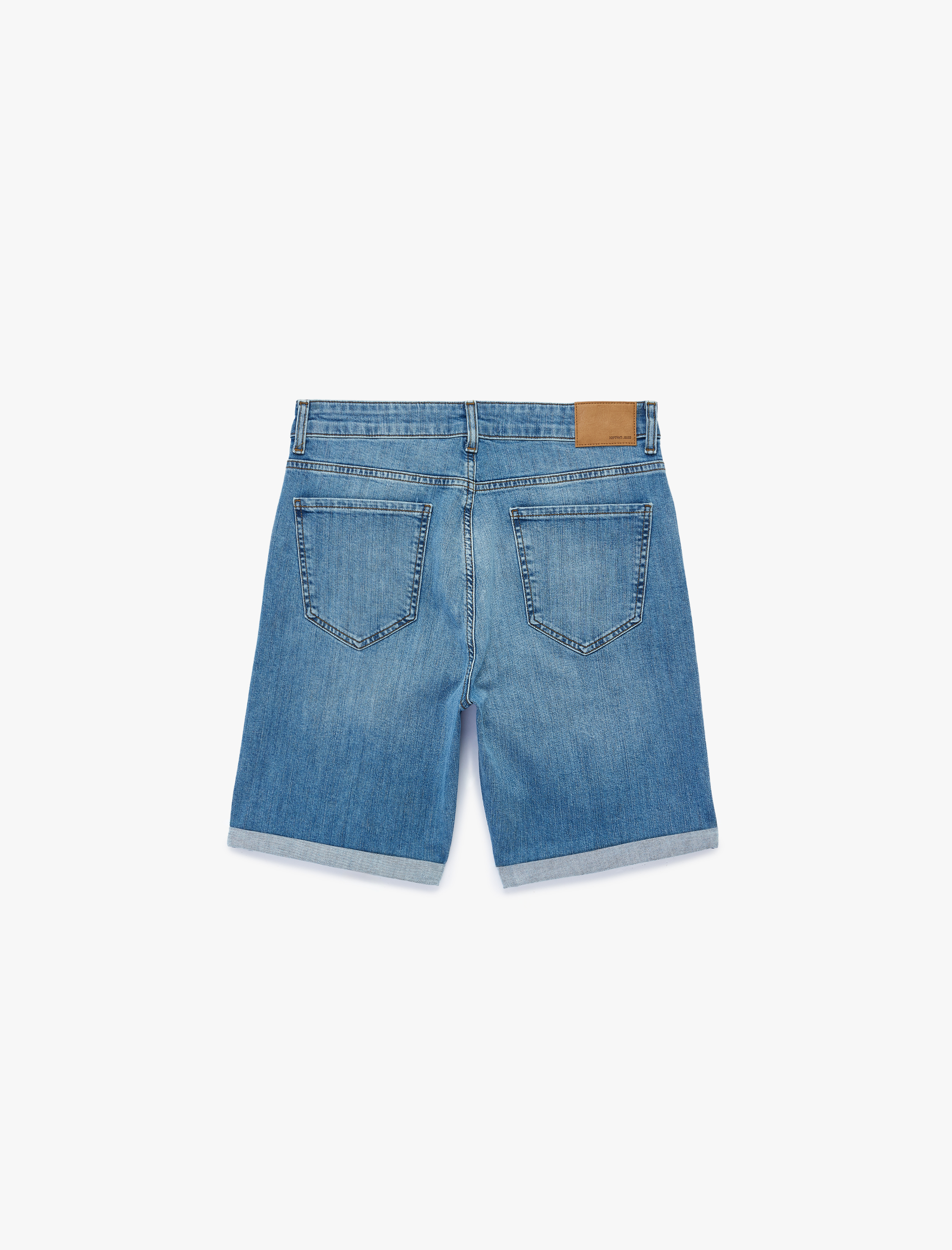  Normal Bel Pamuklu Bermuda Slim Fit Jean Şort