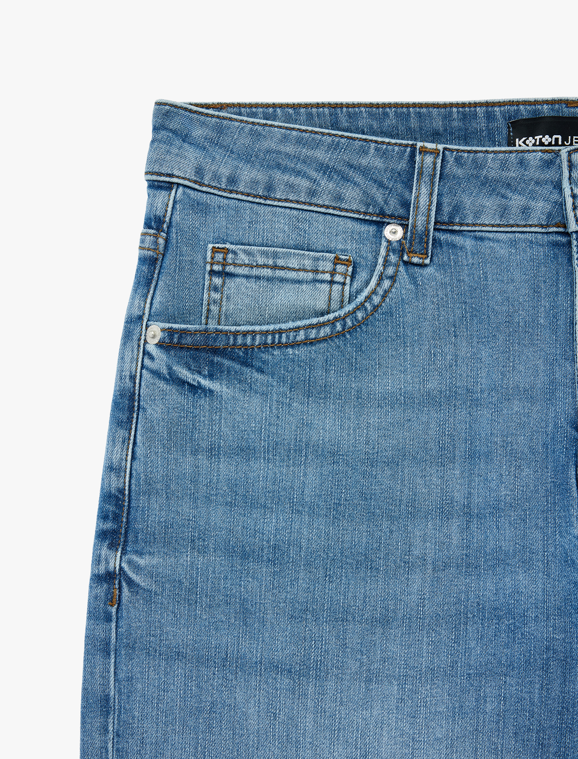   Normal Bel Pamuklu Bermuda Slim Fit Jean Şort