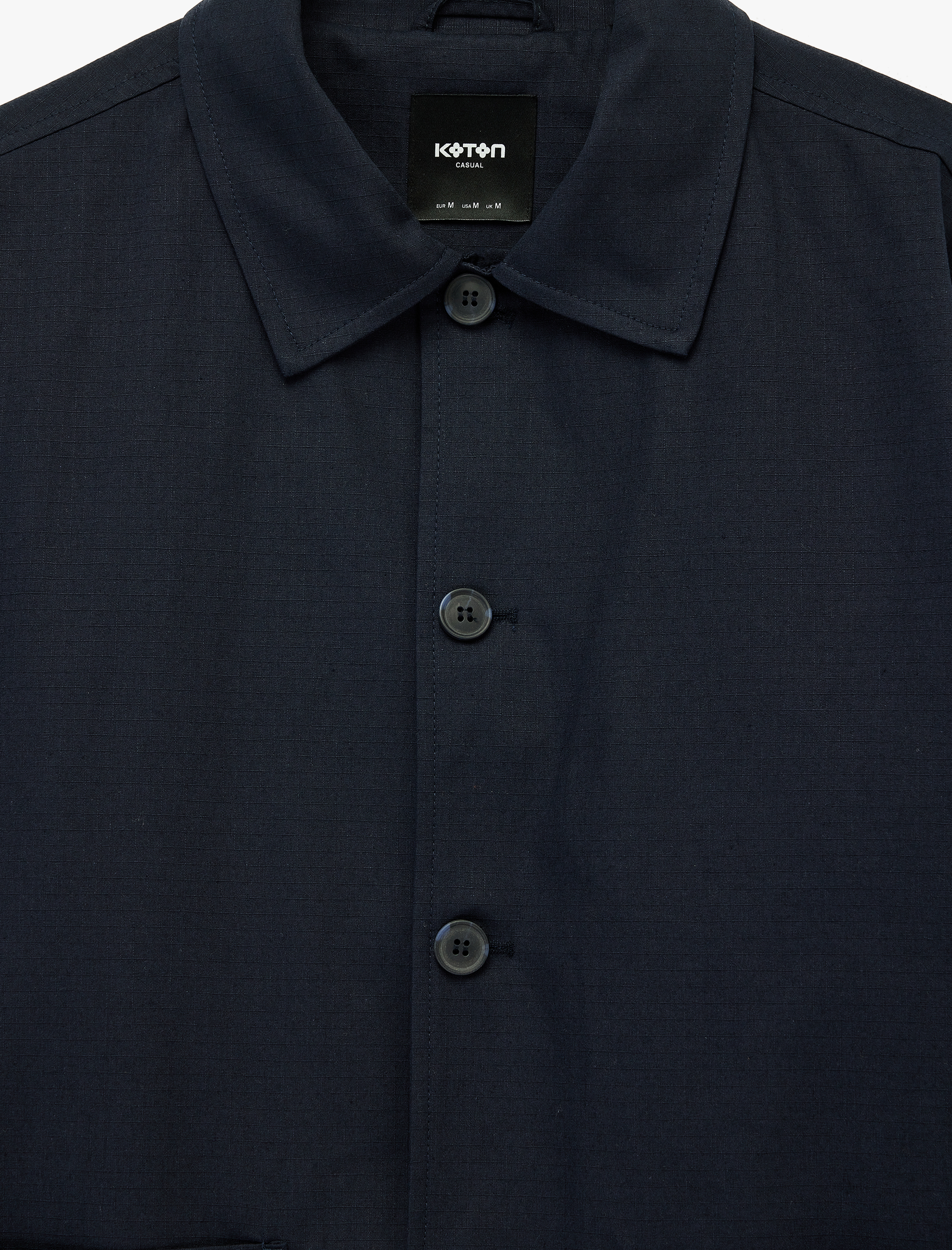   Pamuklu Uzun Kollu Gömlek Yaka Cepli Düğmeli Ceket