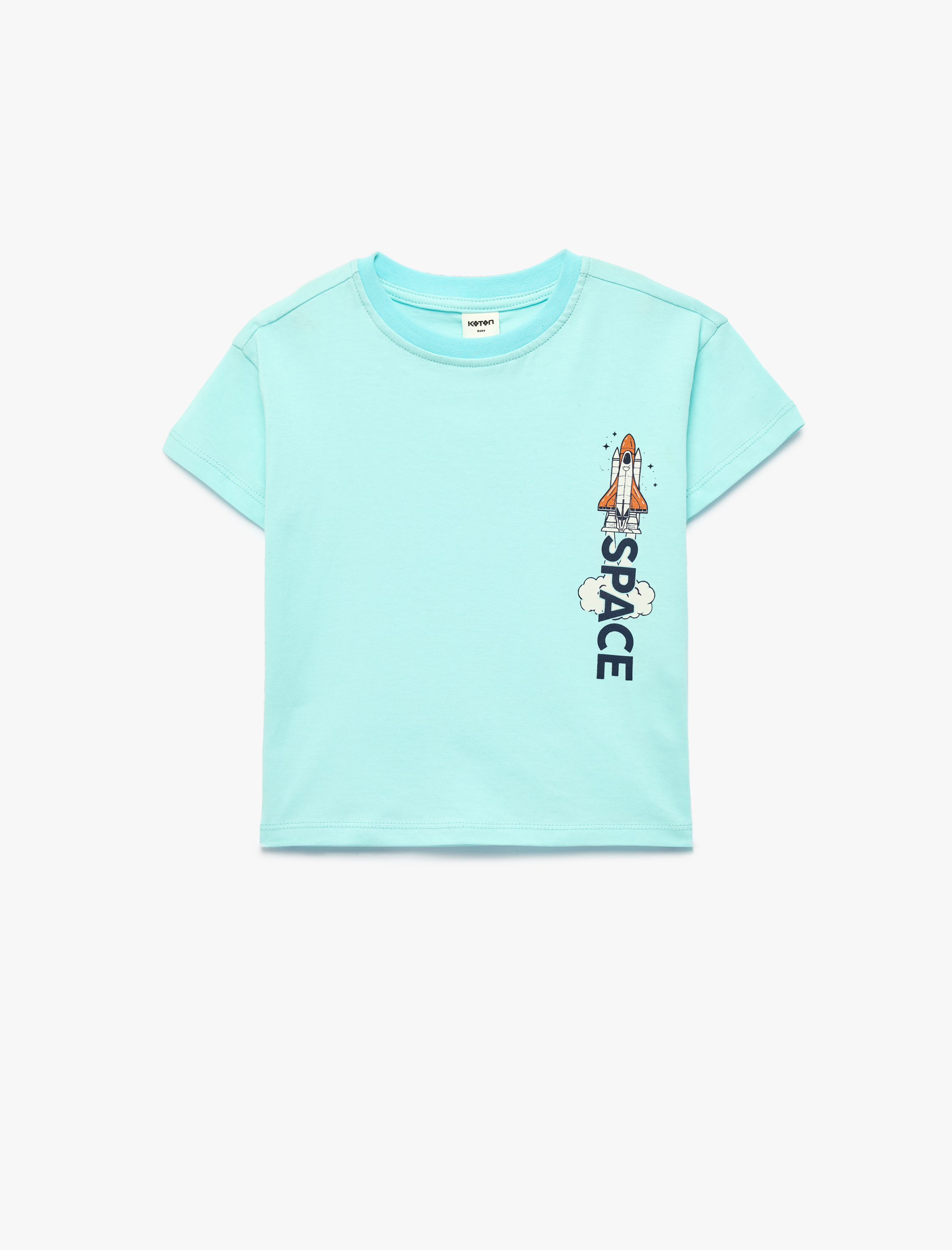  Erkek Bebek Pamuklu Kısa Kollu Bisiklet Yaka Baskılı Tişört