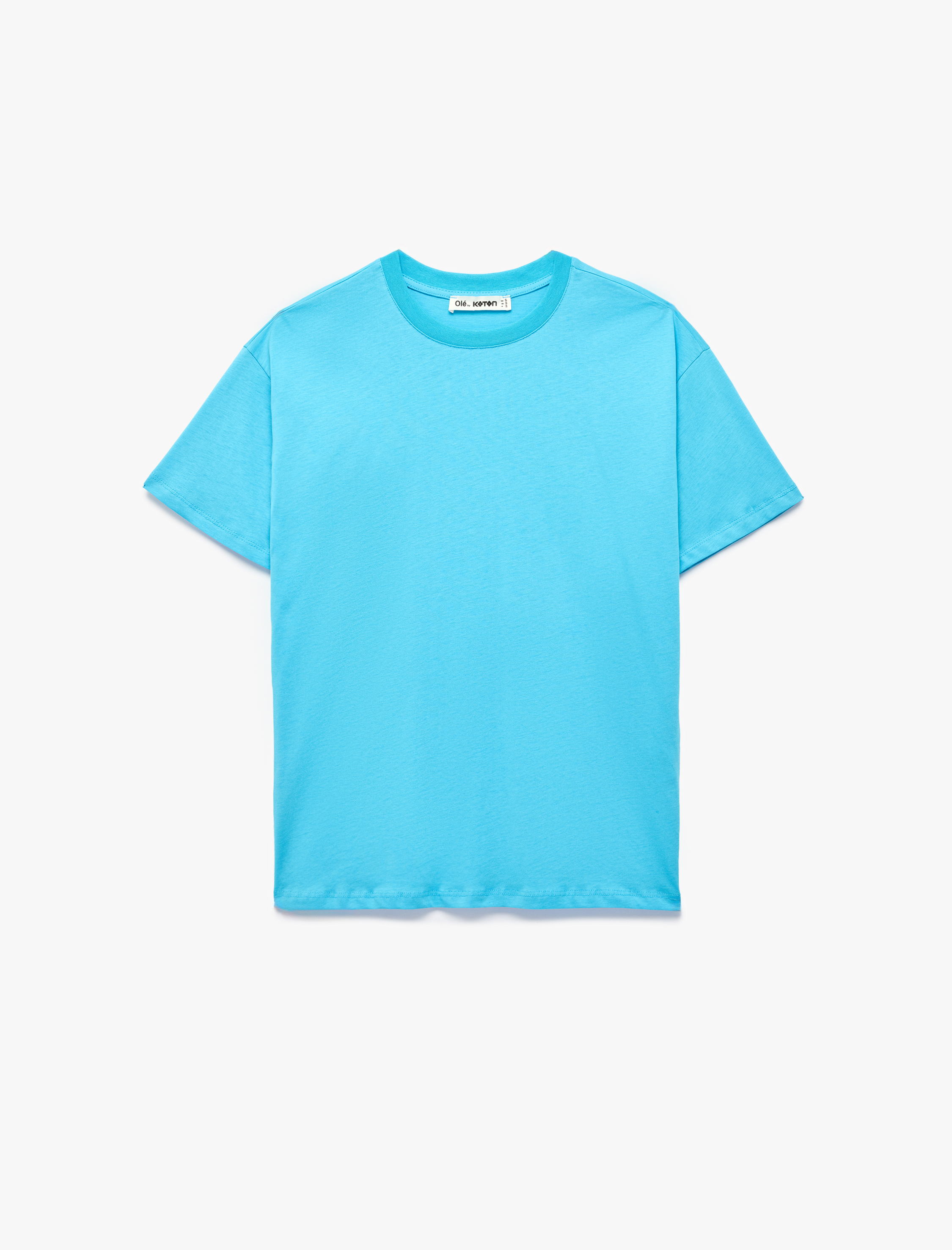   Rahat Kalıp Kısa Kollu Bisiklet Yaka Pamuklu Basic Tişört