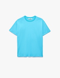 Rahat Kalıp Kısa Kollu Bisiklet Yaka Pamuklu Basic Tişört