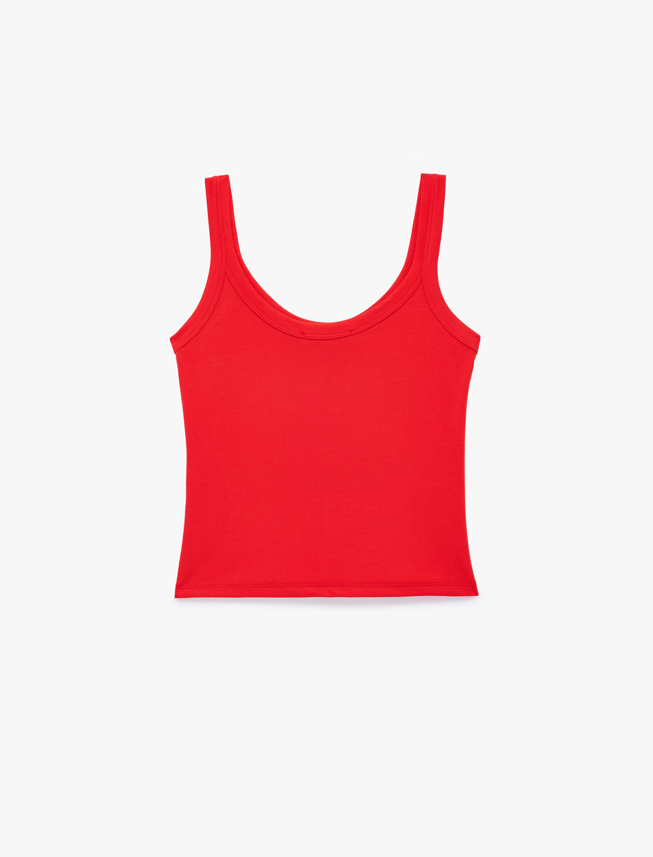   Modal Kumaş Slim Fit U Yaka Askılı Top