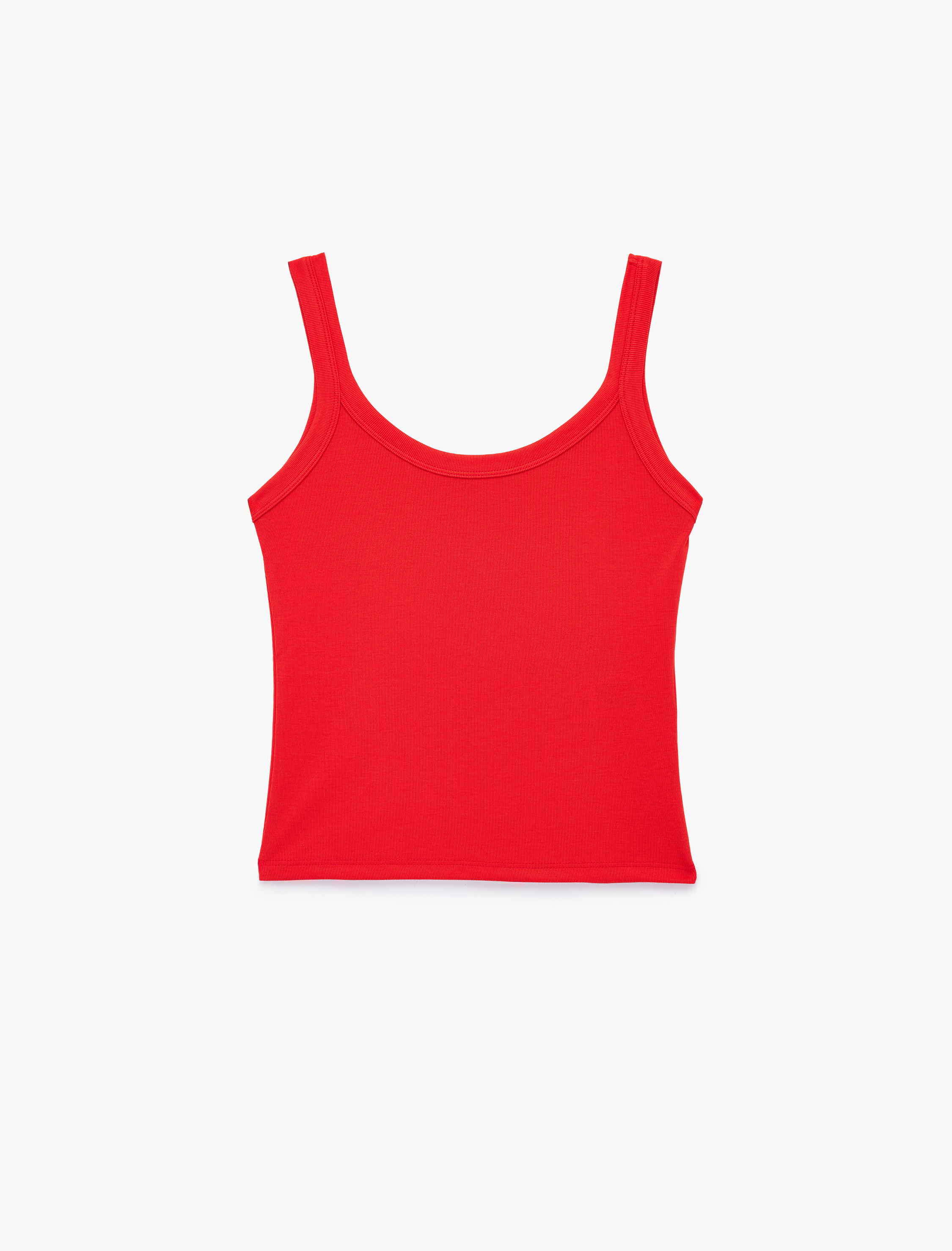   Modal Kumaş Slim Fit U Yaka Askılı Top