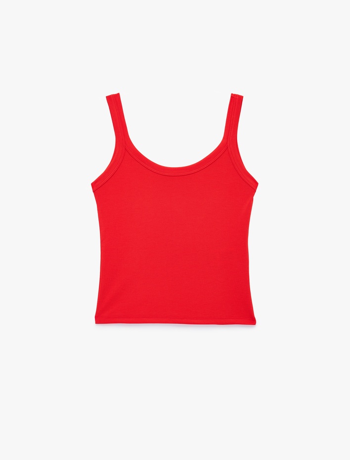  Modal Kumaş Slim Fit U Yaka Askılı Top