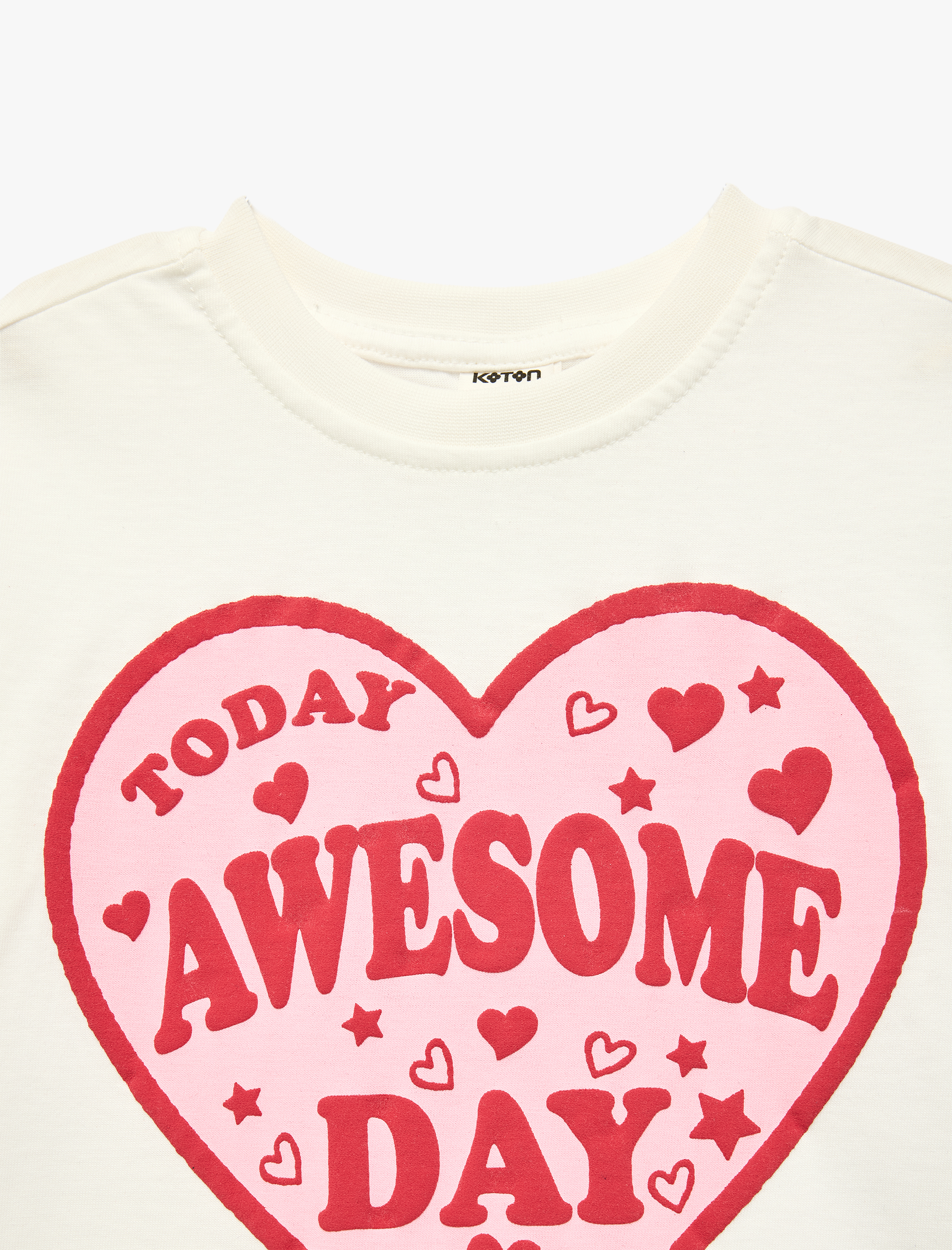  Kız Bebek Pamuklu Kısa Kollu Bisiklet Yaka Kalpli Baskılı Tişört