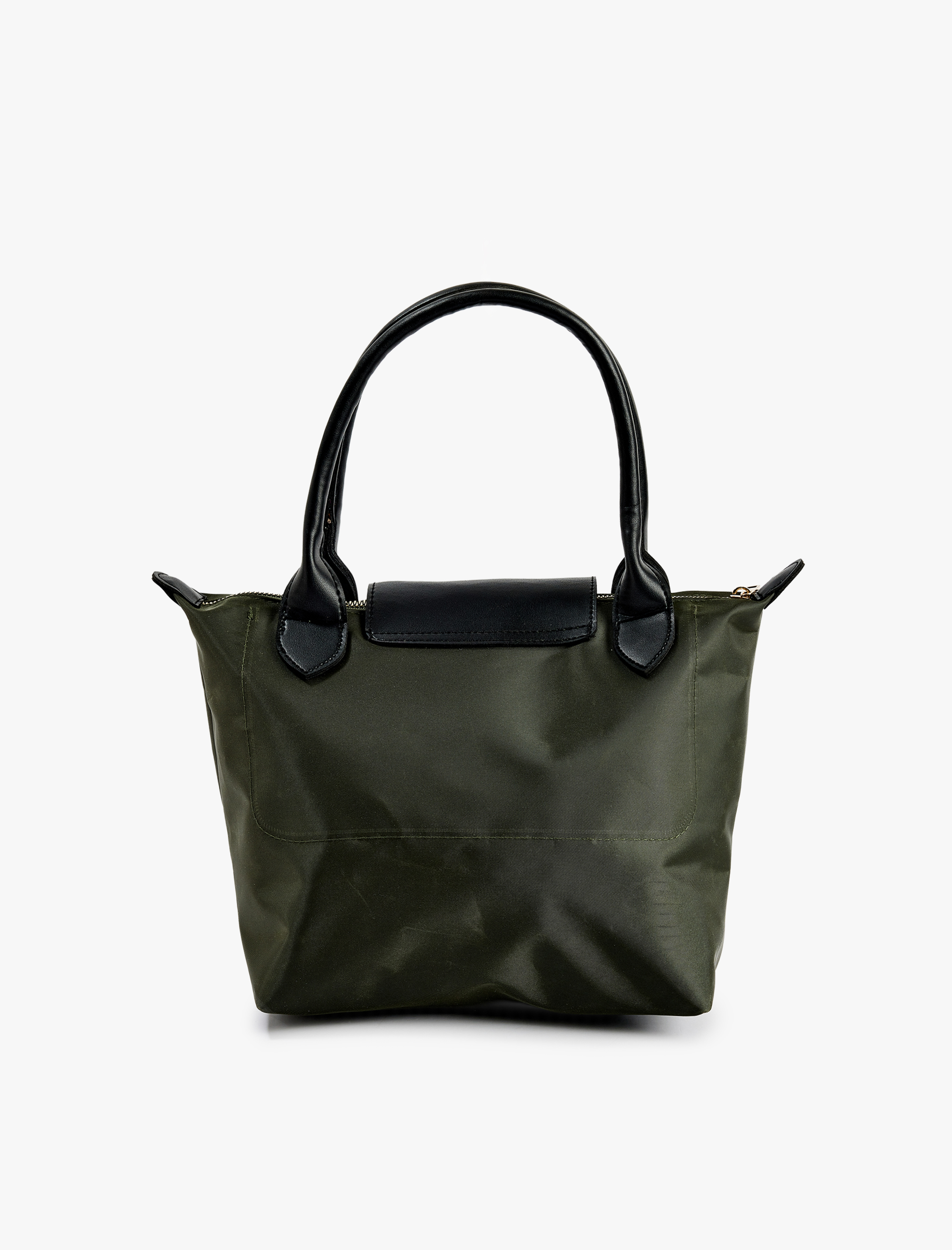  Kadın Suni Deri Detaylı Çıtçıt Düğmeli Fermuarlı Tote Çanta