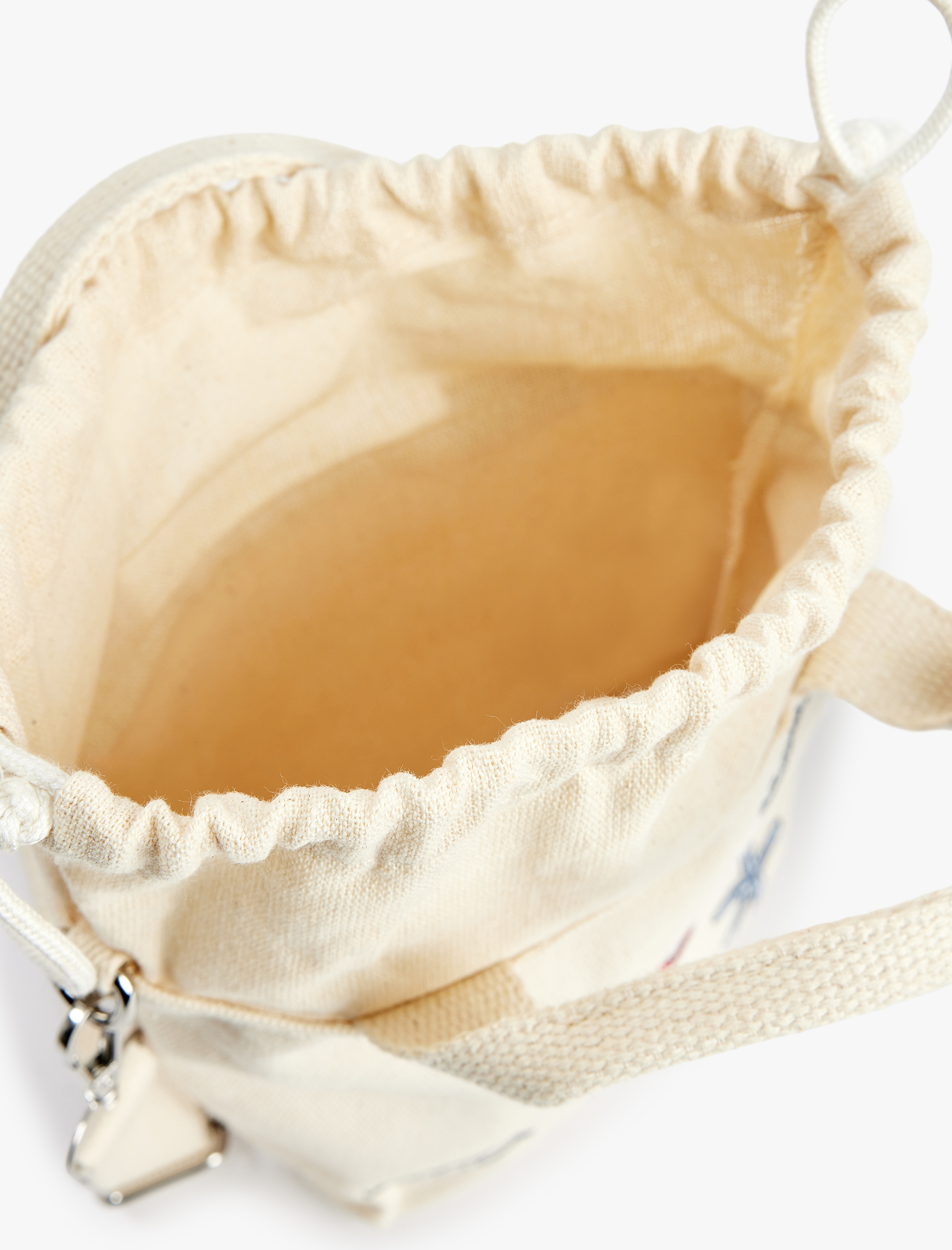  Kız Çocuk Büzgülü Kutu Bez Çanta Saplı Fiyonk Detaylı Yengeç ve Deniz Atı İşleme Detaylı