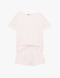 Kısa Kollu Bisiklet Yaka Şortlu Pijama Takımı
