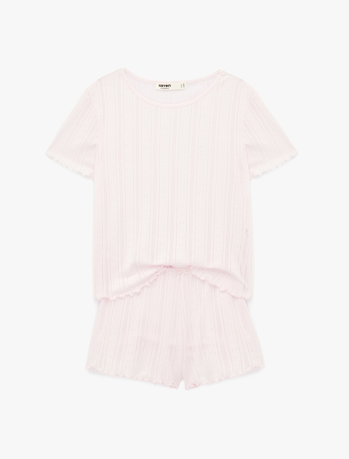  Kısa Kollu Bisiklet Yaka Şortlu Pijama Takımı