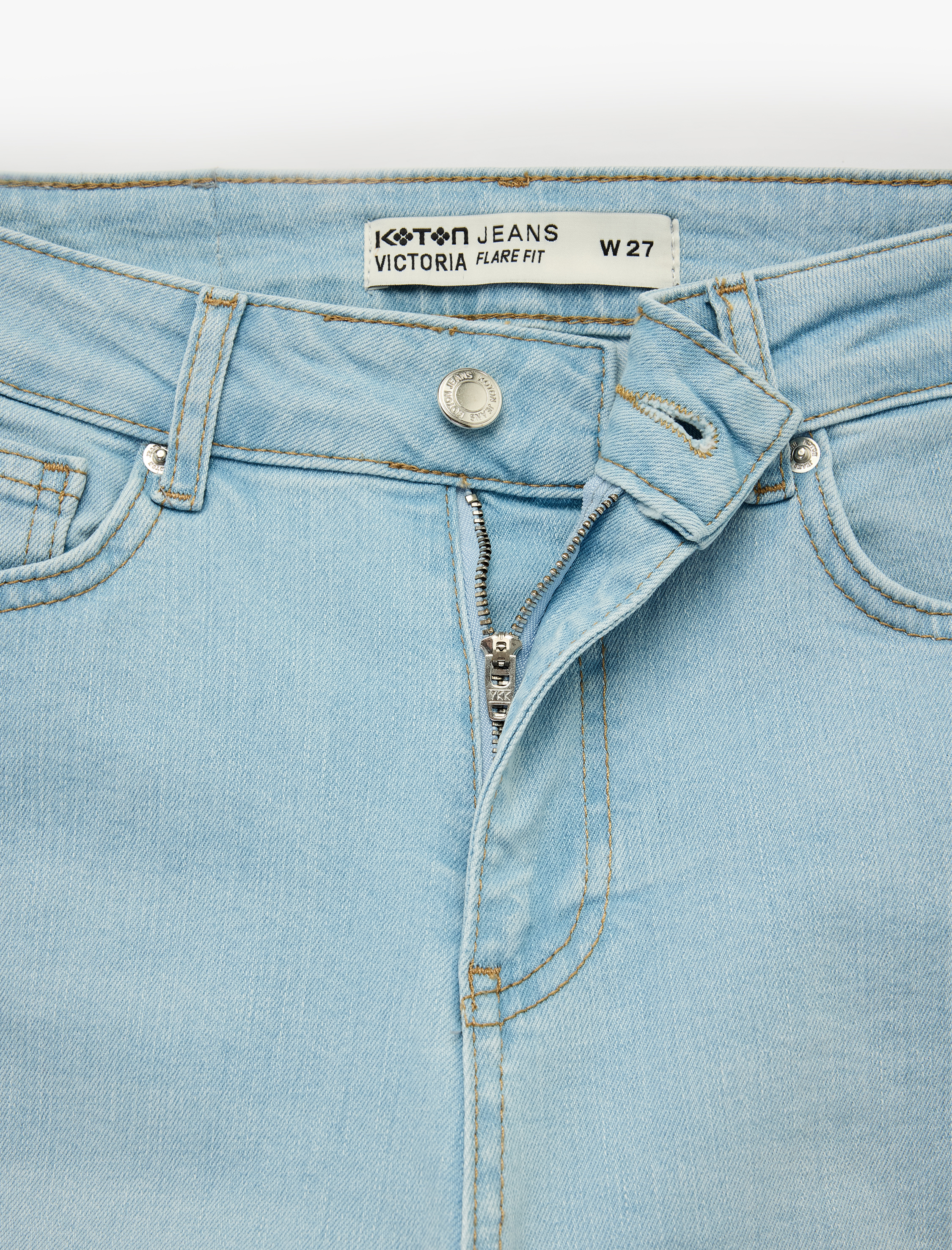   Dar Kesim Normal Bel Cepli İspanyol Paça Jean Pantolon - Flare Jeans