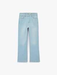 Dar Kesim Normal Bel Cepli İspanyol Paça Jean Pantolon - Flare Jeans