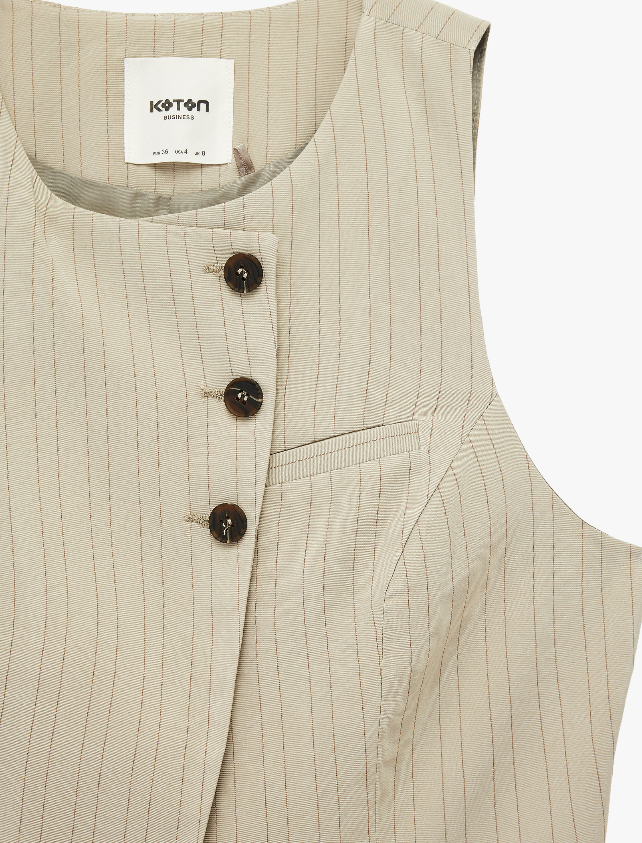   Asimetrik Kesim Düğmeli Bisiklet Yaka Kolsuz Yelek