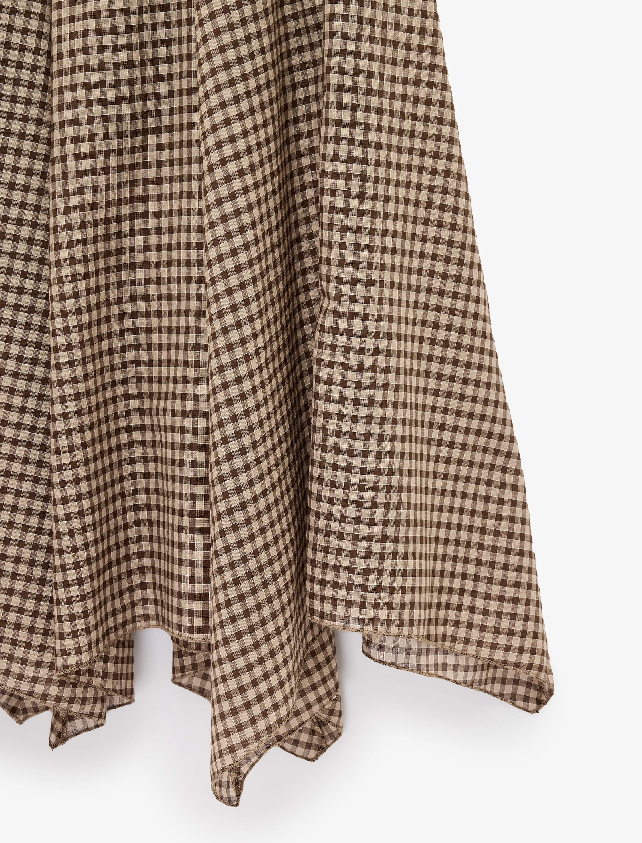   Pamuklu Asimetrik Kesim Pötikareli Midi Etek