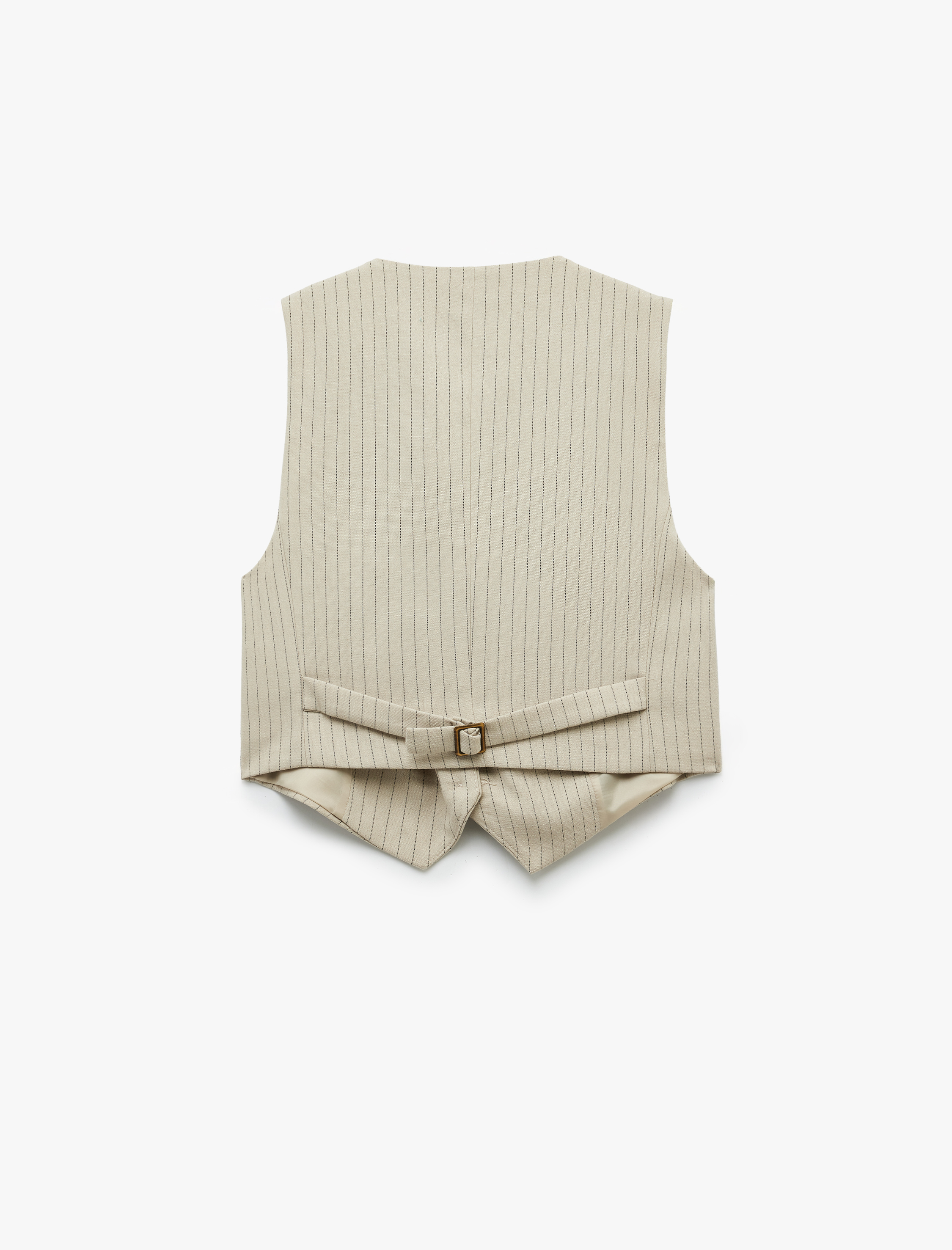   Düğmeli V Yaka Çizgili Blazer Yelek