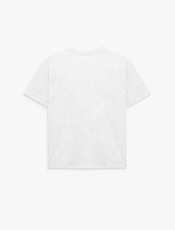  Baskılı Rahat Kalıp Kısa Kollu Bisiklet Yaka Tişört