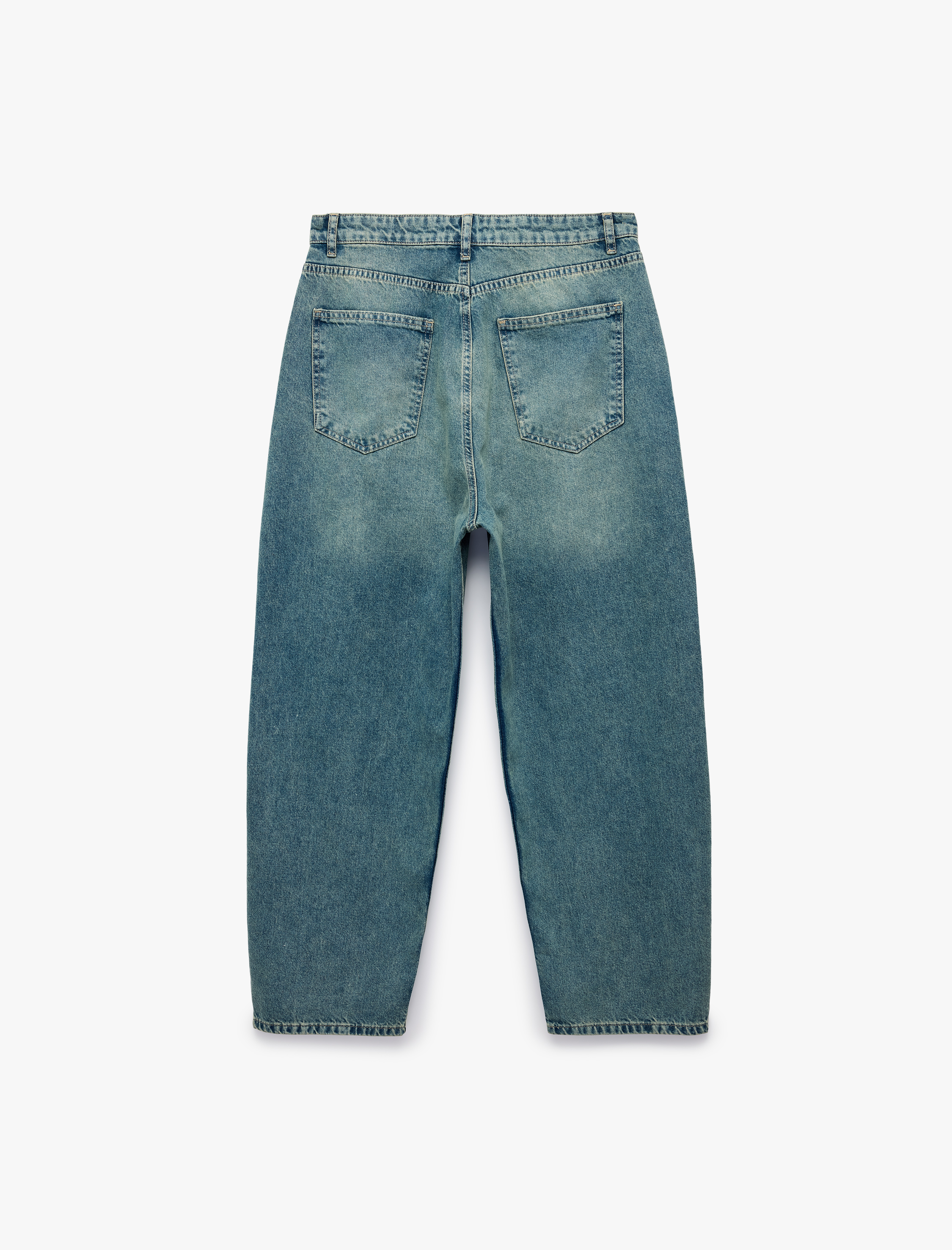   Pamuklu Cepli Oversize Normal Bel Bol Skater Jean Pantolon