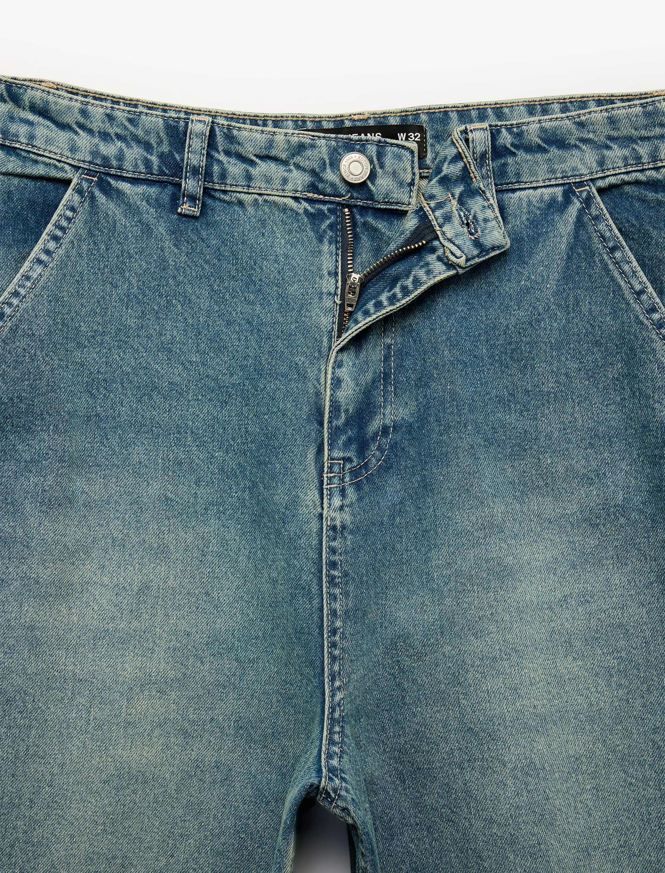   Pamuklu Cepli Oversize Normal Bel Bol Skater Jean Pantolon