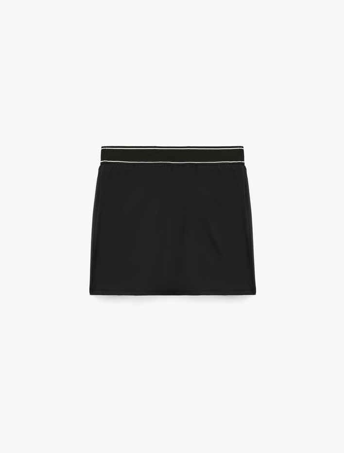  Rahat Kalıp Yüksek Bel Spor Mini Şort Etek