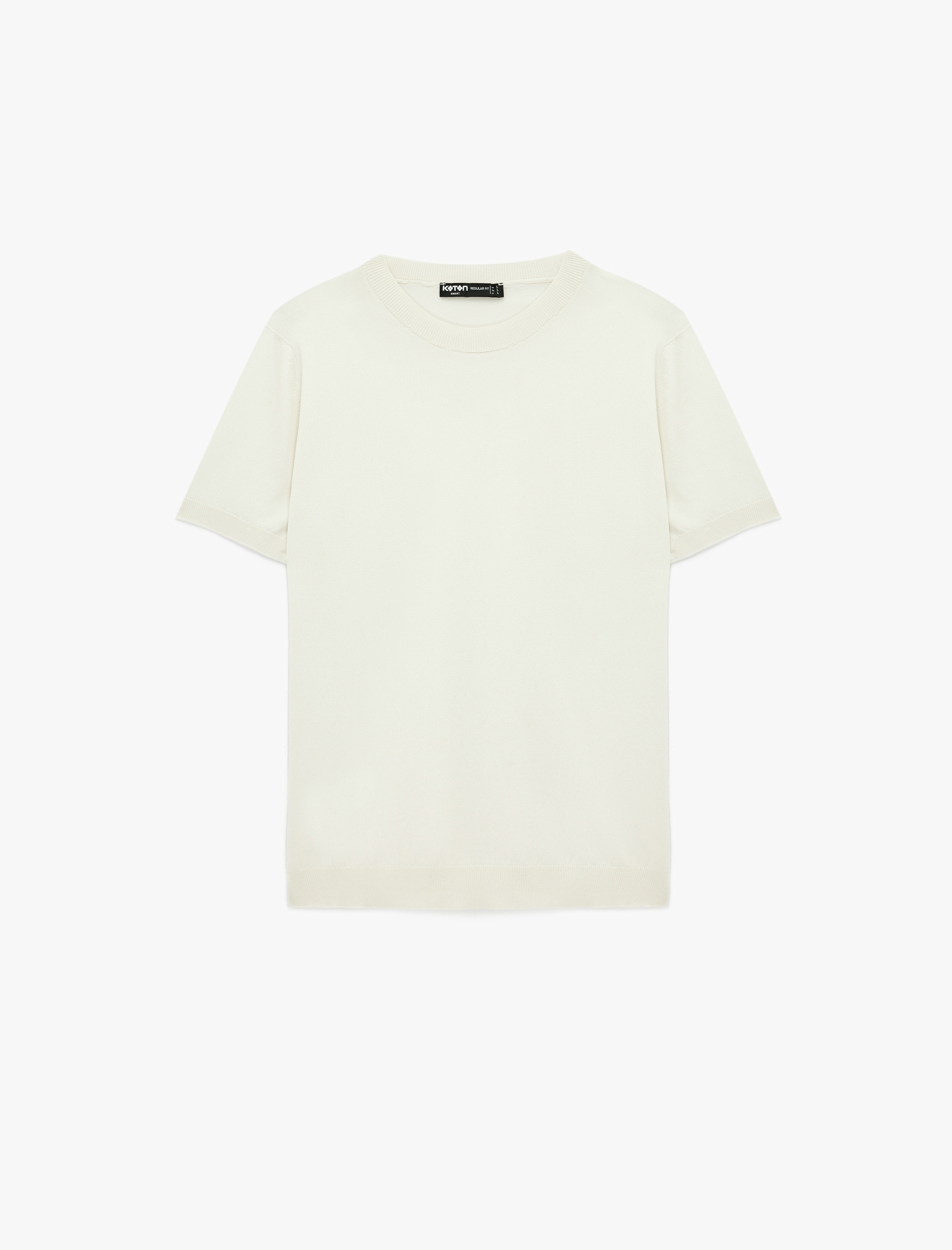   Regular Fit Bisiklet Yaka Viskon Karışımlı Kısa Kollu Basic Triko Tişört