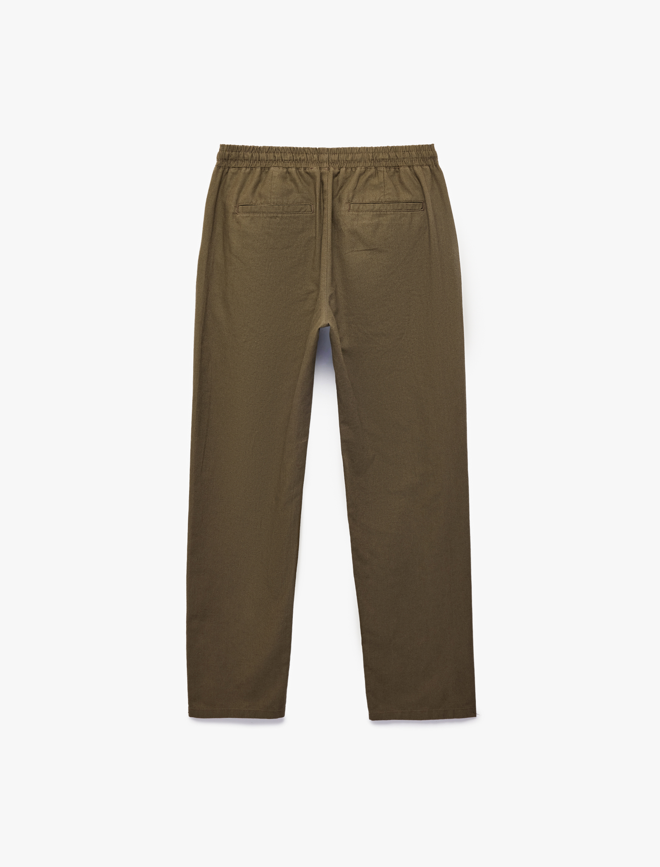   Beli Bağcıklı Cep Detaylı Keten Pamuk Karışımlı Pantolon