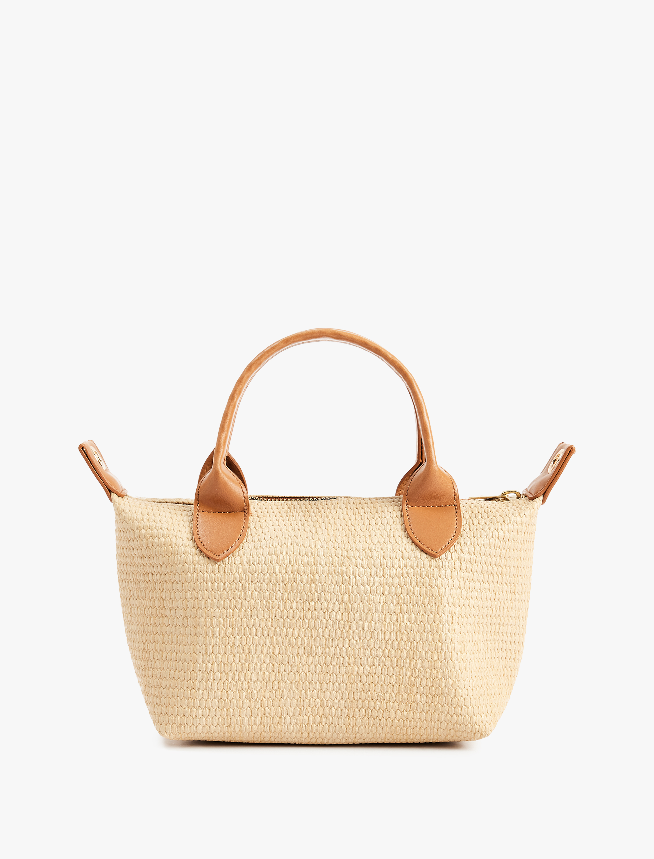  Kadın Fermuarlı Hasır Saplı Askılı El ve Omuz Çantası