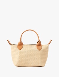 Fermuarlı Hasır Saplı Askılı El ve Omuz Çantası