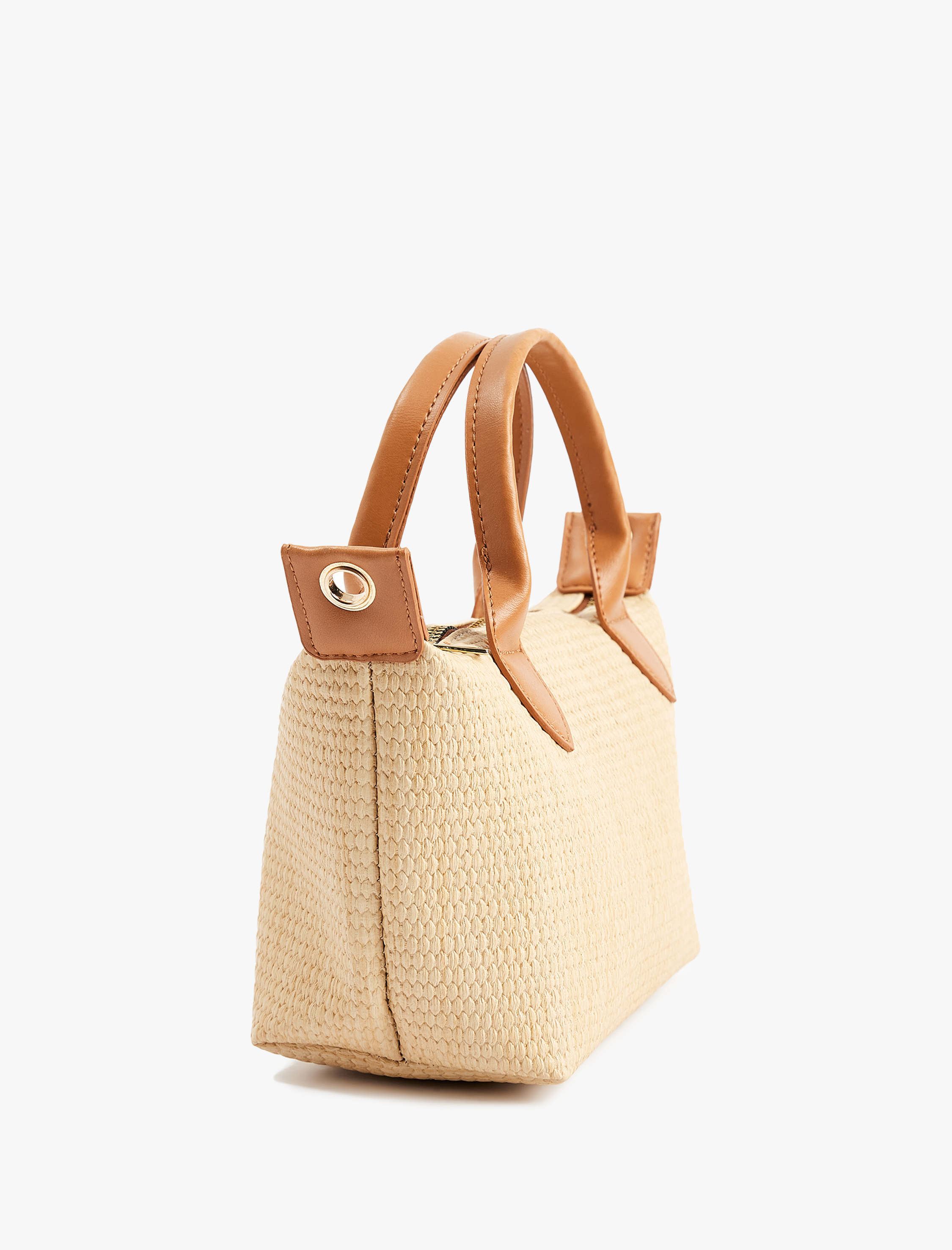  Kadın Fermuarlı Hasır Saplı Askılı El ve Omuz Çantası