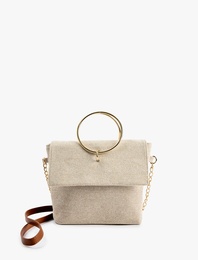 Metal Halka Detaylı Saplı Askılı El ve Omuz Çantası