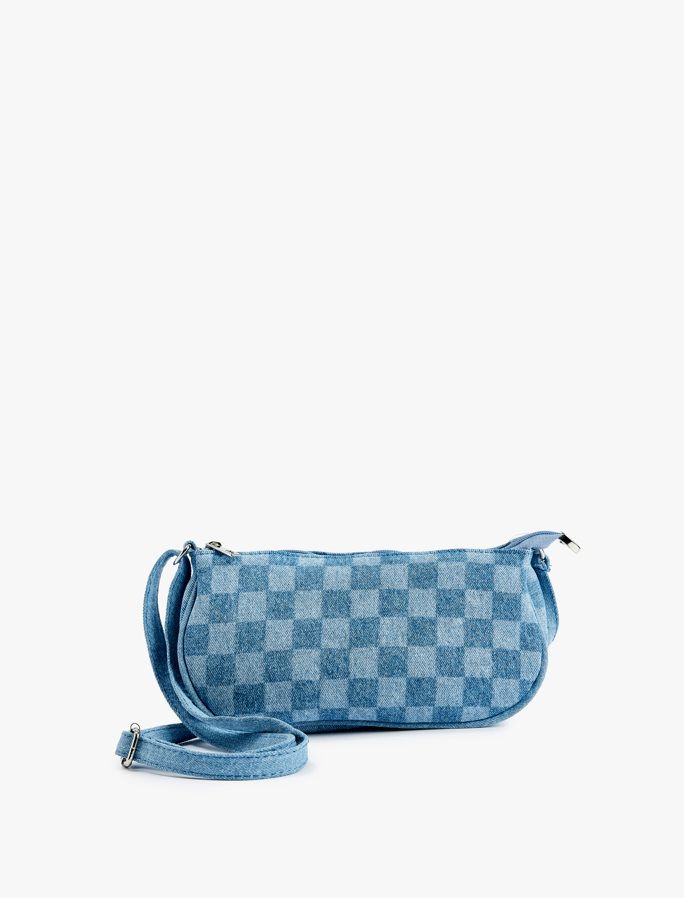  Kadın Kare Desenli Fermuarlı Askılı Çapraz Çanta