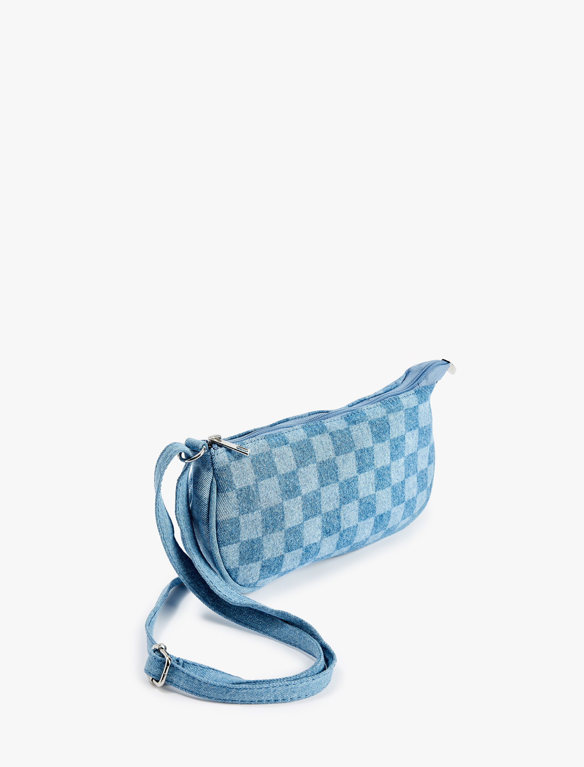  Kadın Kare Desenli Fermuarlı Askılı Çapraz Çanta