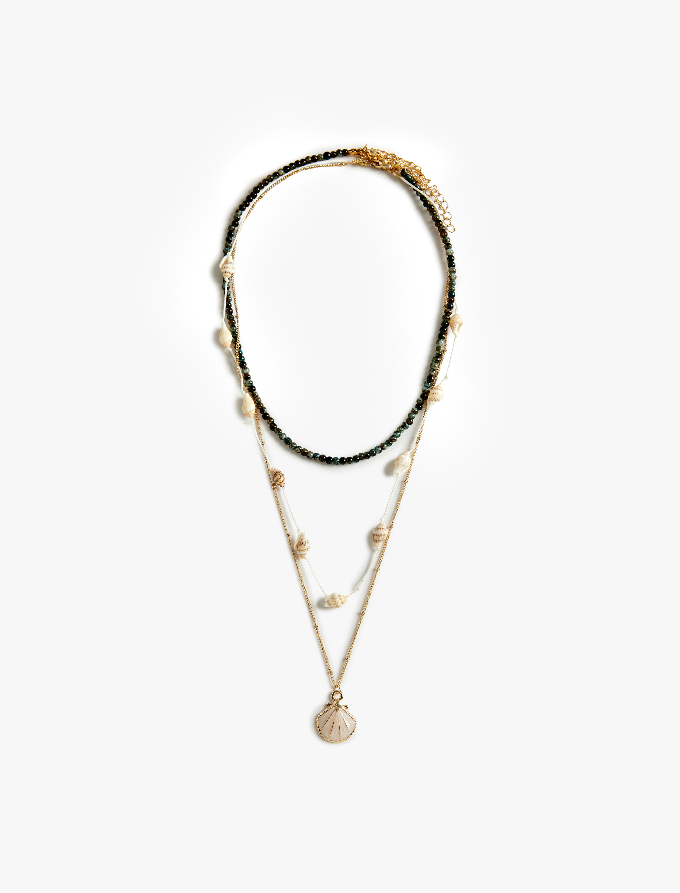  Kadın Boncuklu Deniz Kabuğu Çoklu Kolye