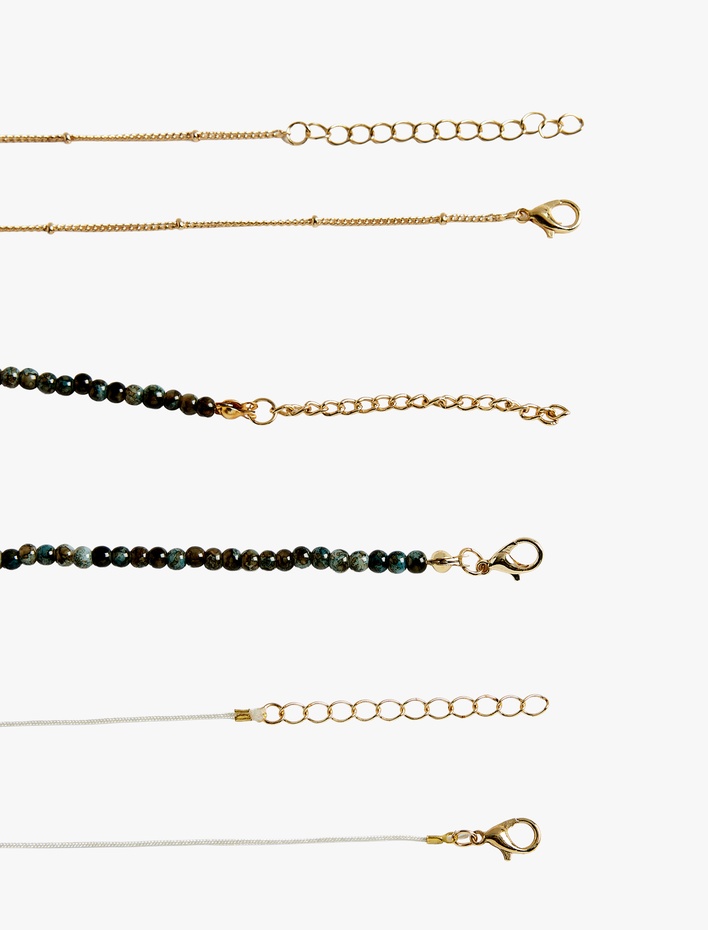 Kadın Boncuklu Deniz Kabuğu Çoklu Kolye