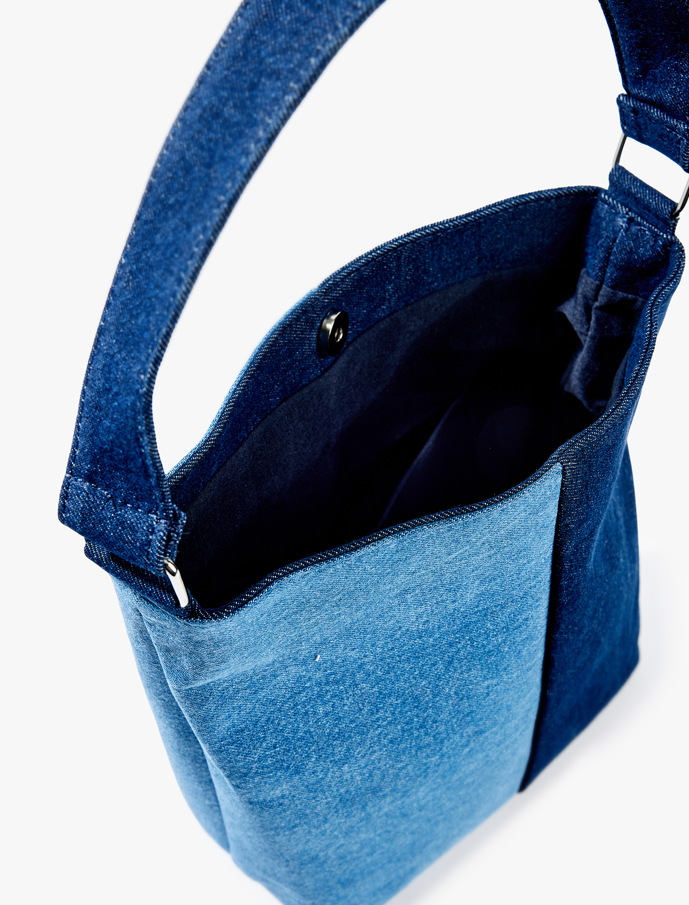  Kadın Renk Bloklu Denim Tote Çanta
