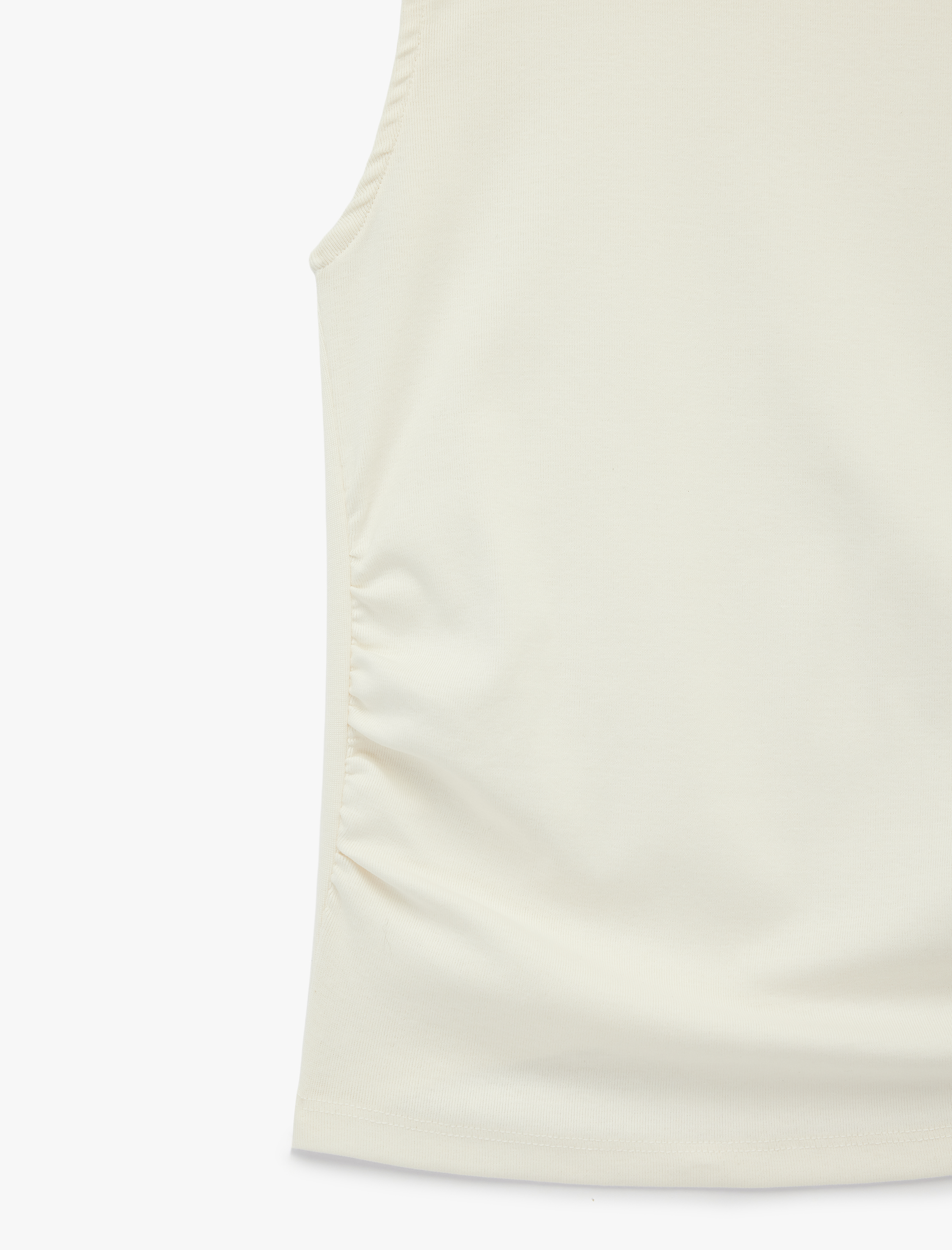   Slim Fit Pamuklu Kolsuz Bisiklet Yaka Drapeli Bluz