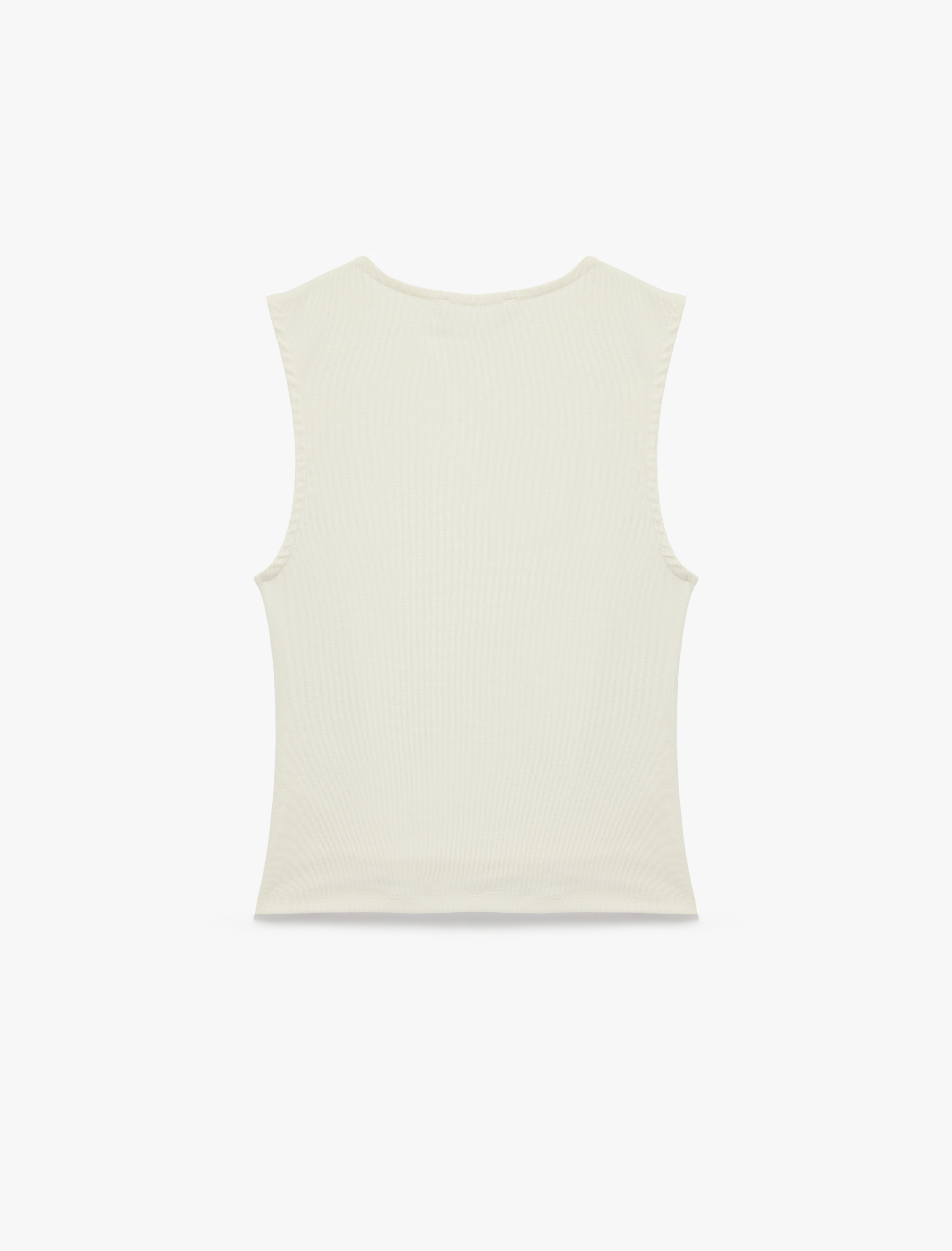   Slim Fit Pamuklu Kolsuz Bisiklet Yaka Drapeli Bluz