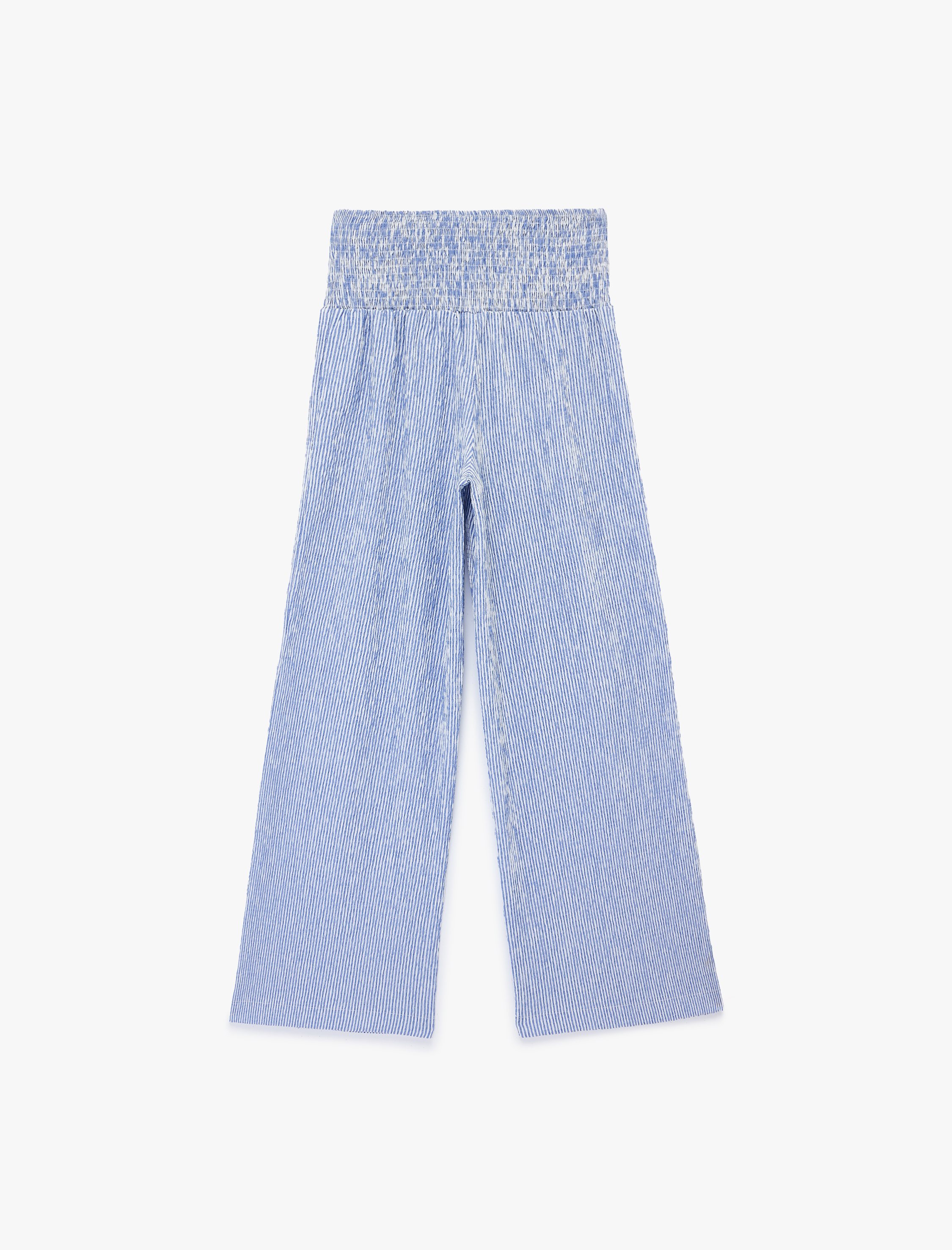   Gipeli Gofre Kumaş Normal Bel Geniş Paça Pantolon