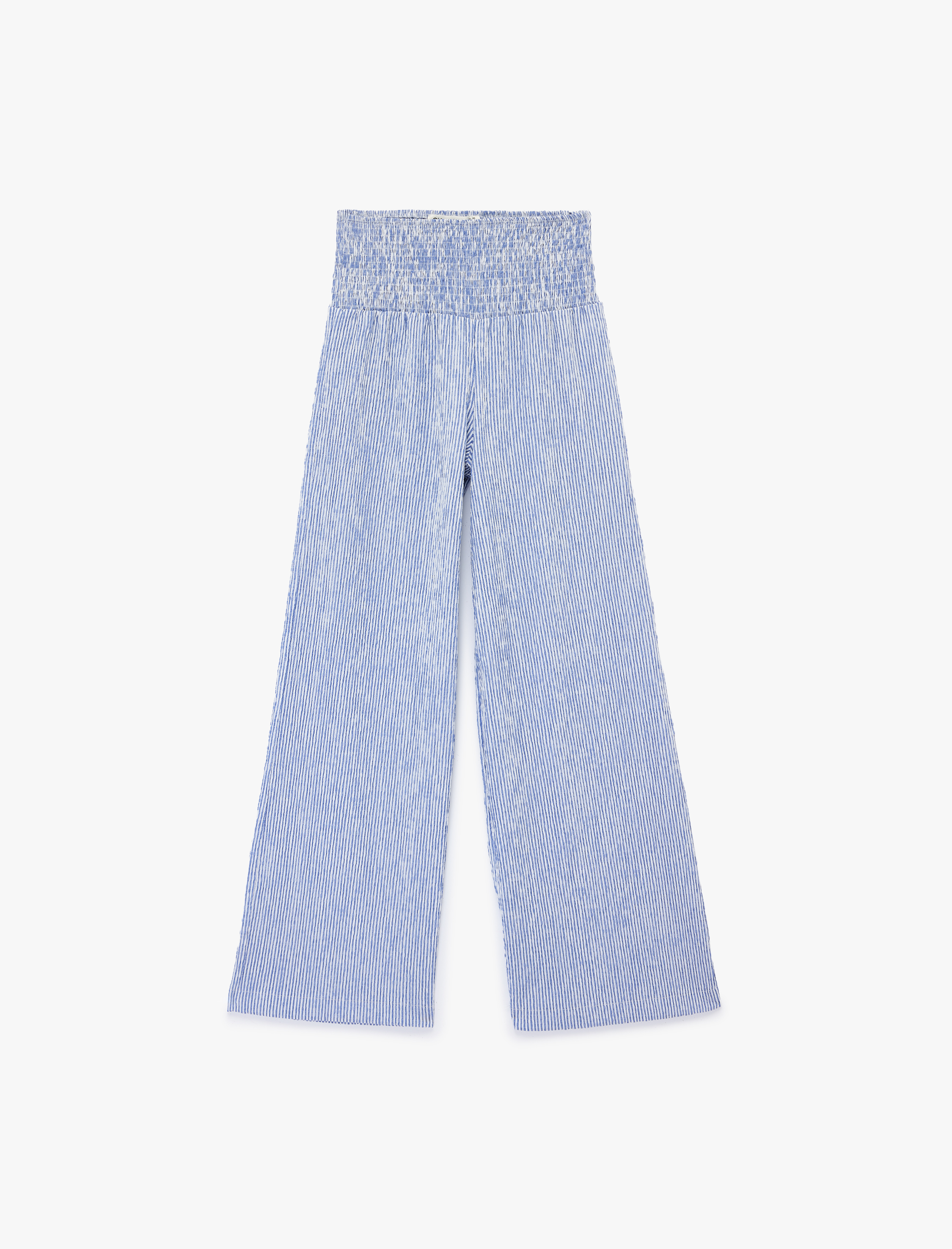   Gipeli Gofre Kumaş Normal Bel Geniş Paça Pantolon