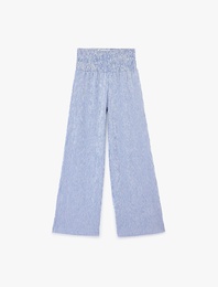 Gipeli Gofre Kumaş Normal Bel Geniş Paça Pantolon