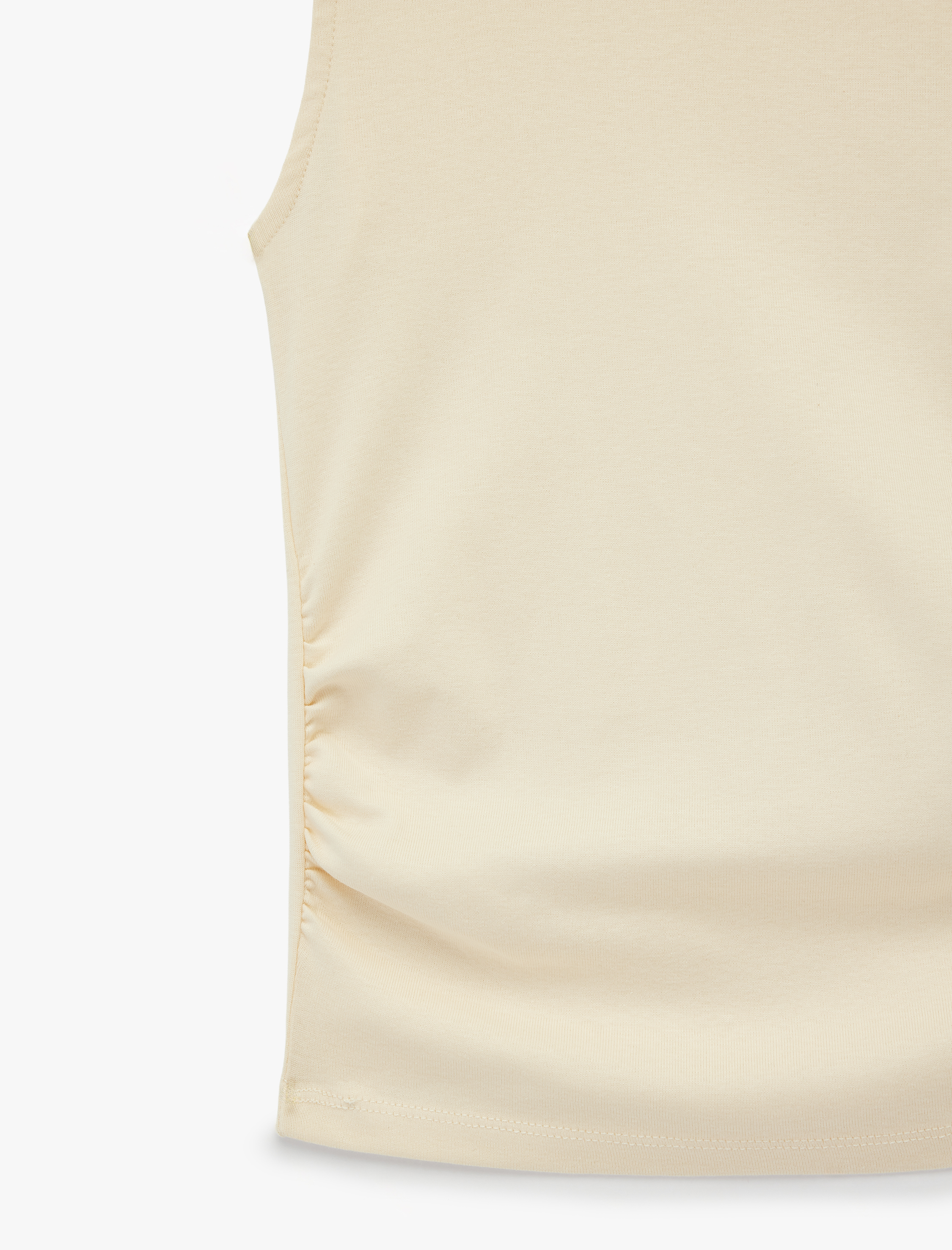   Slim Fit Pamuklu Kolsuz Bisiklet Yaka Drapeli Bluz