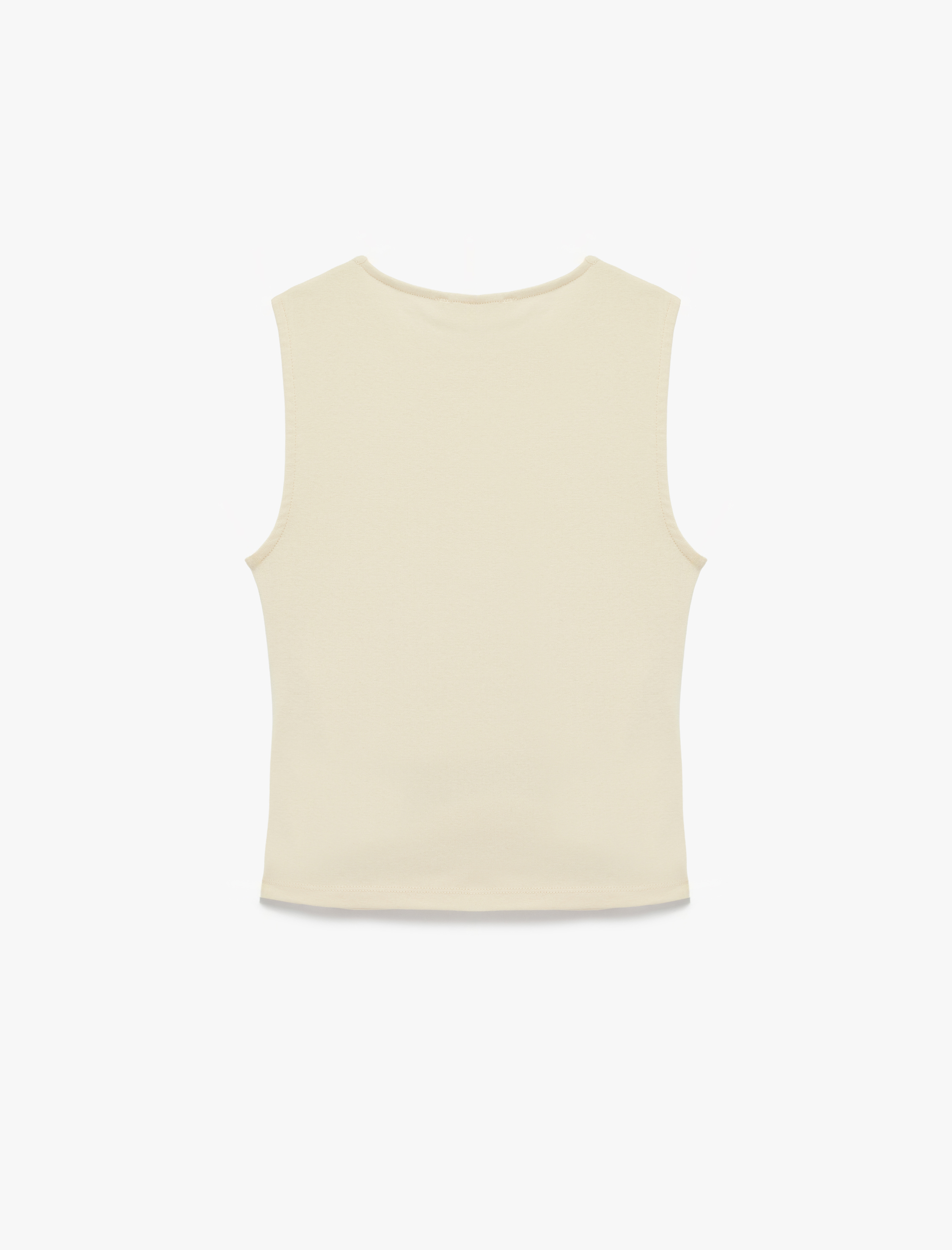   Slim Fit Pamuklu Kolsuz Bisiklet Yaka Drapeli Bluz