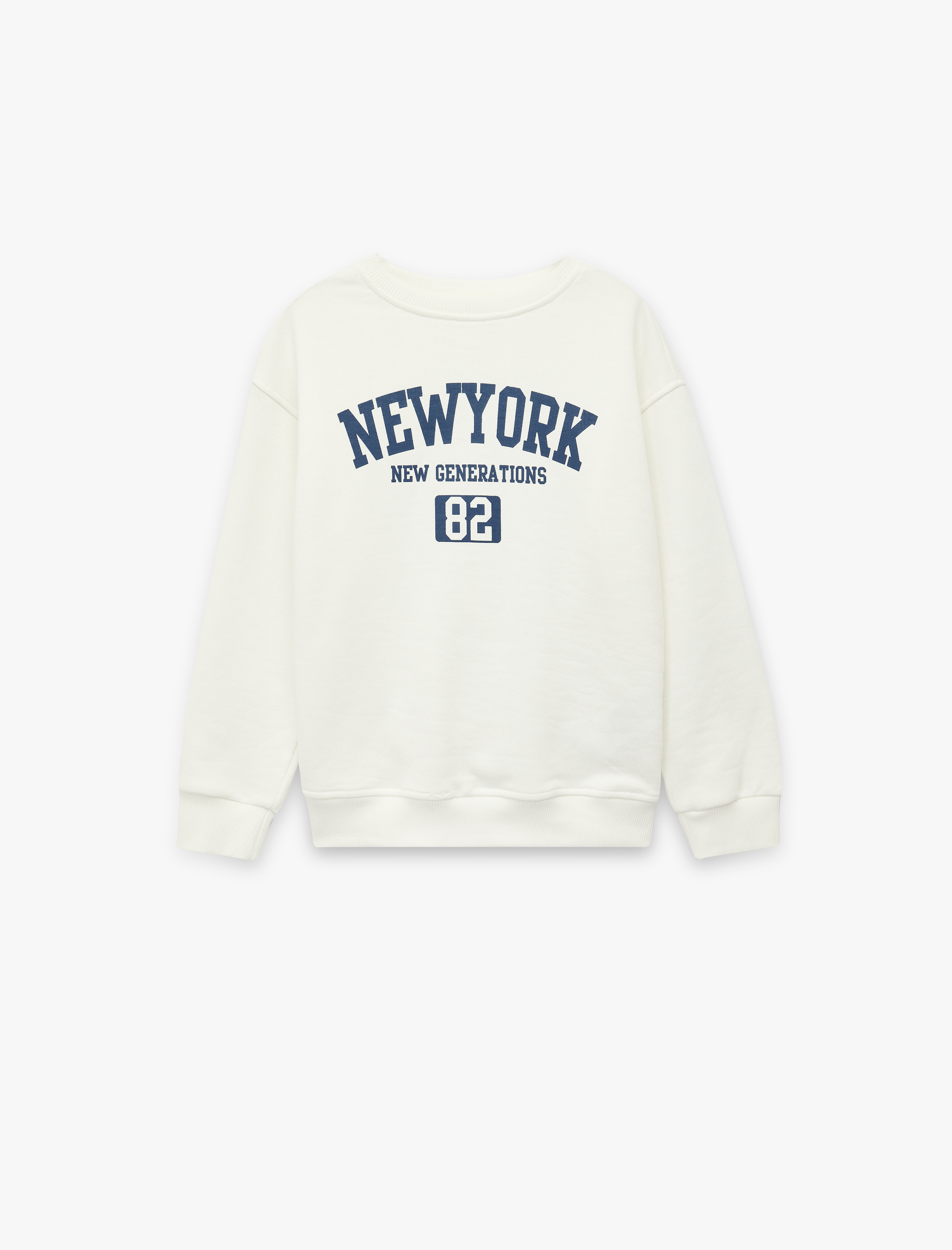  Erkek Çocuk Pamuklu Uzun Kollu Bisiklet Yaka Baskılı Sweatshirt