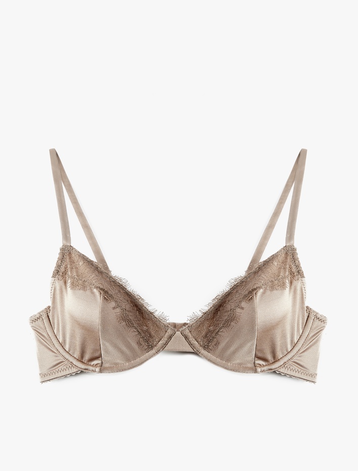  Dolgusuz Dantel Detaylı Balenli Sütyen