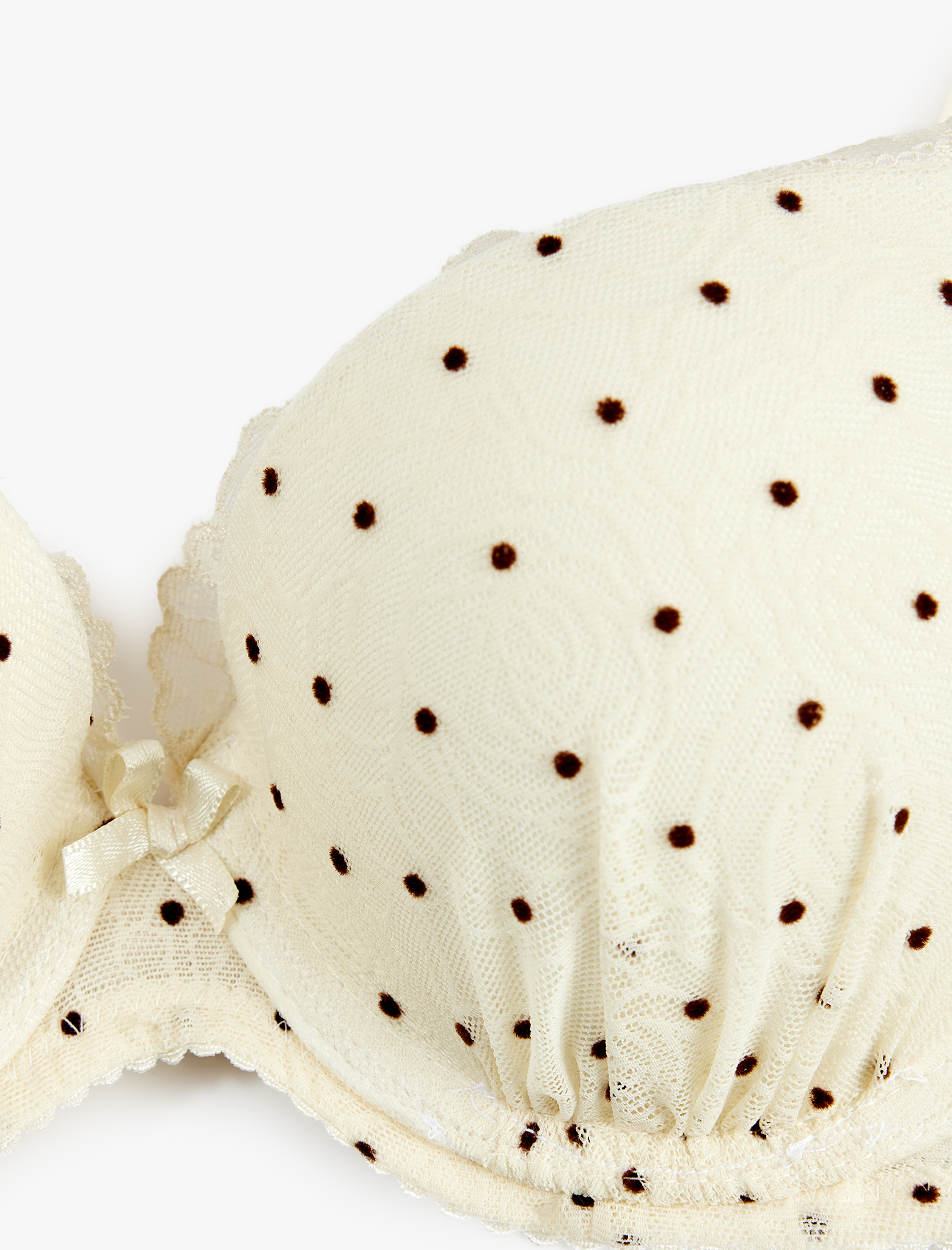   Destekli Dantel Detaylı Puantiyeli Tül Ekstra Dolgulu Sütyen